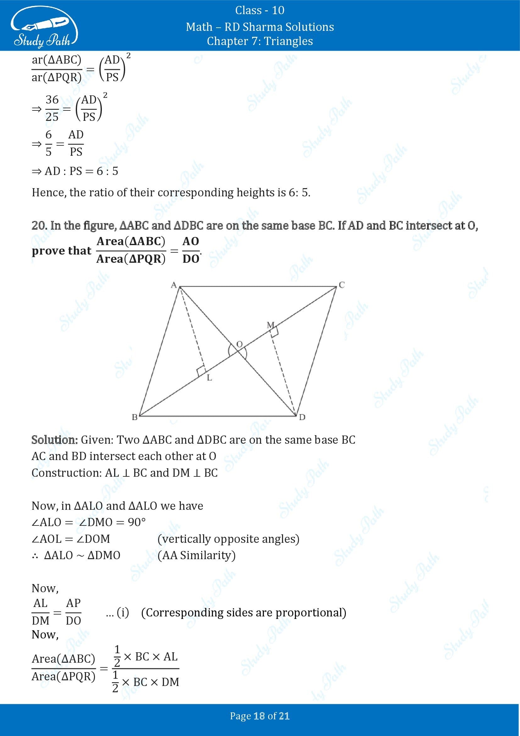 RD Sharma Solutions Class 10 Chapter 7 Triangles Exercise 7.6 00018