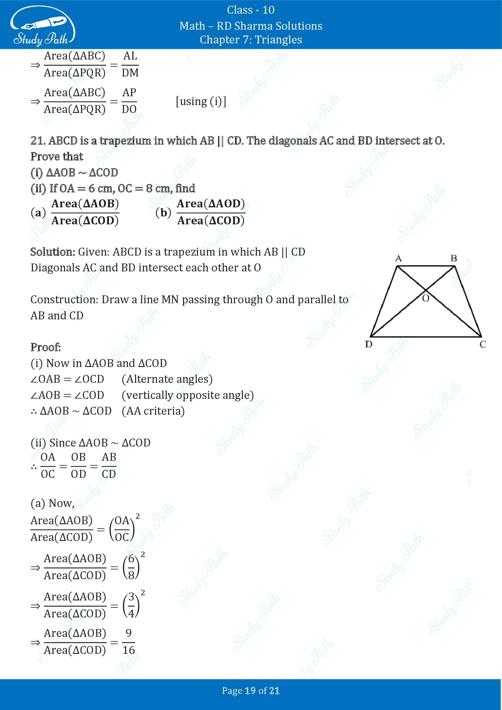 RD Sharma Solutions Class 10 Chapter 7 Triangles Exercise 7.6 00019