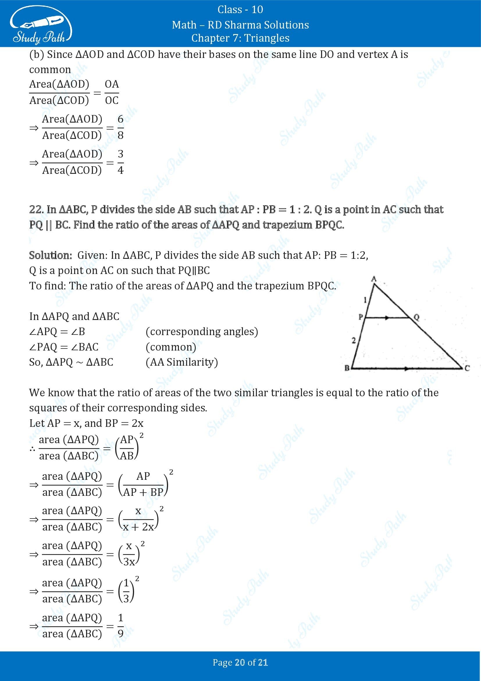 RD Sharma Solutions Class 10 Chapter 7 Triangles Exercise 7.6 00020