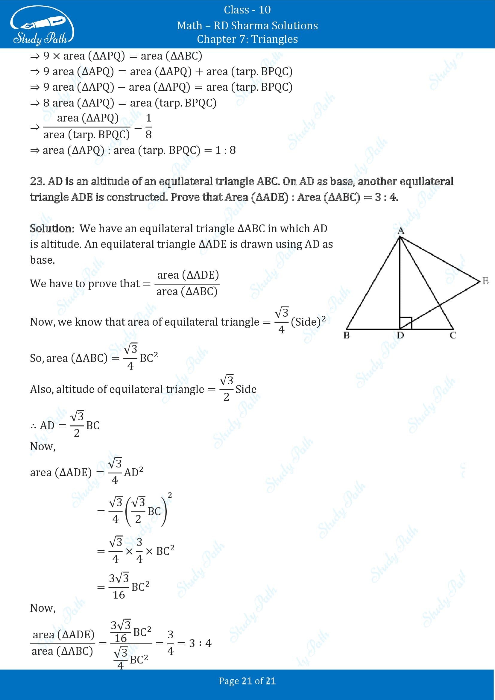 RD Sharma Solutions Class 10 Chapter 7 Triangles Exercise 7.6 00021