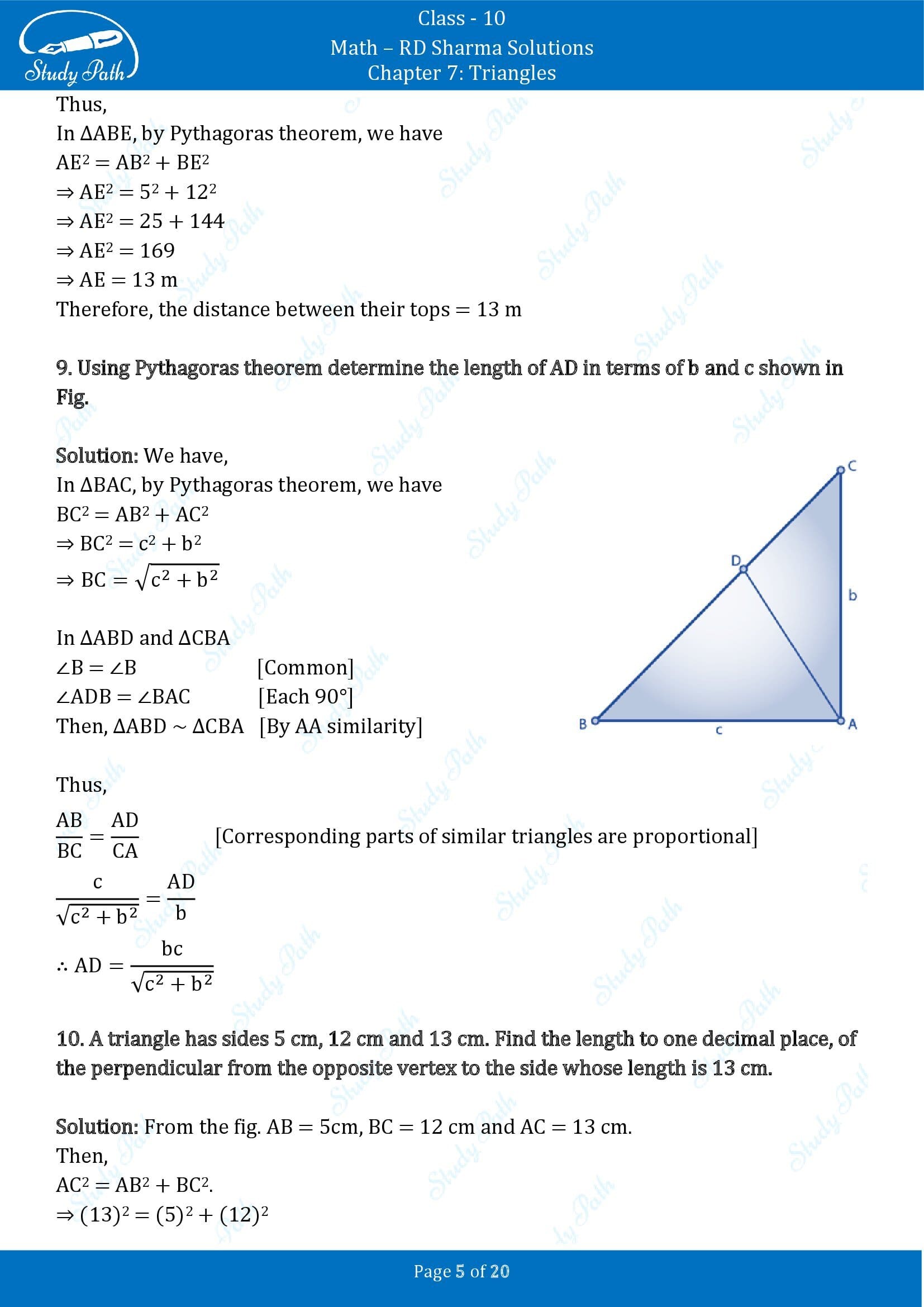 RD Sharma Solutions Class 10 Chapter 7 Triangles Exercise 7.7 00005