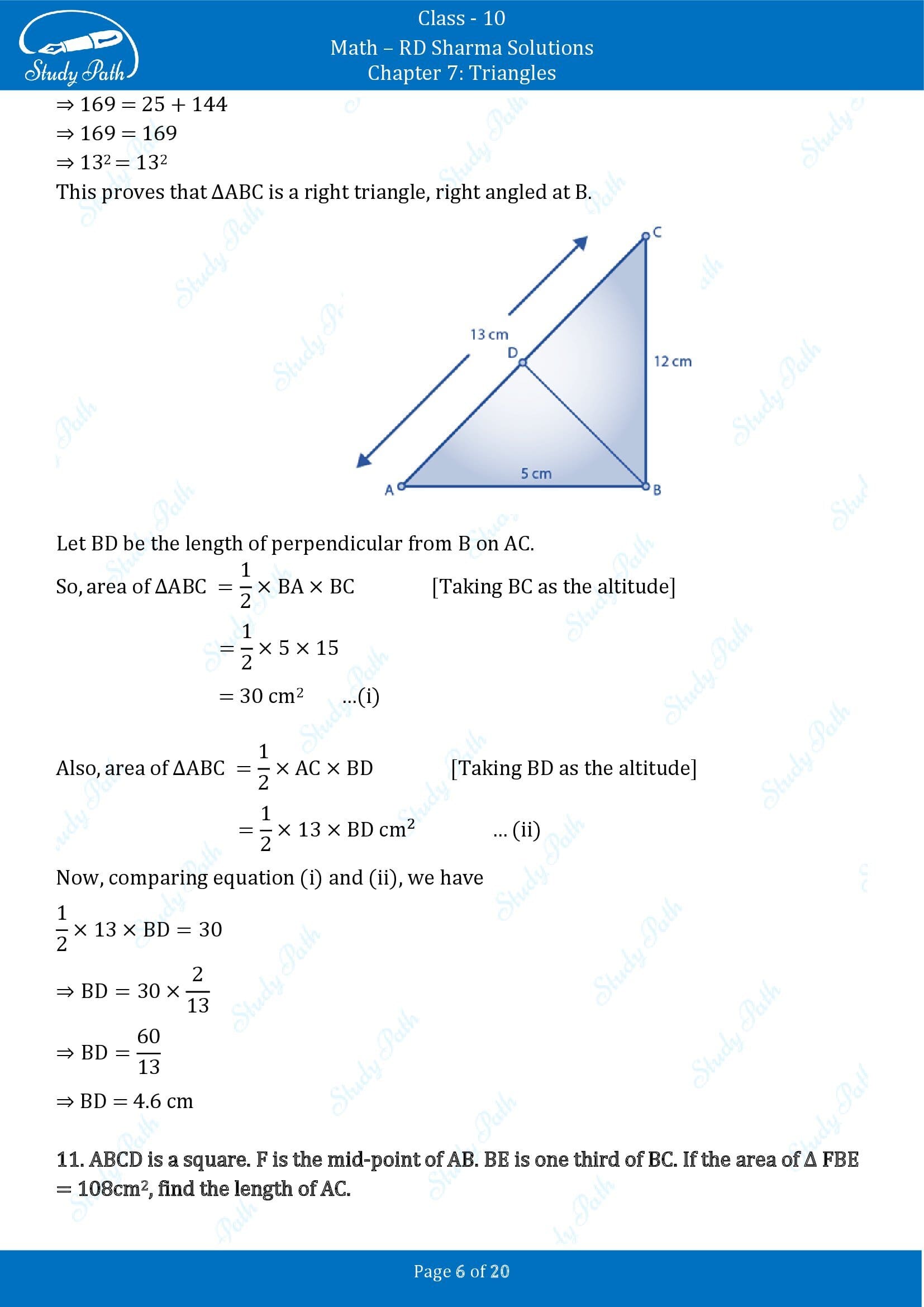 RD Sharma Solutions Class 10 Chapter 7 Triangles Exercise 7.7 00006
