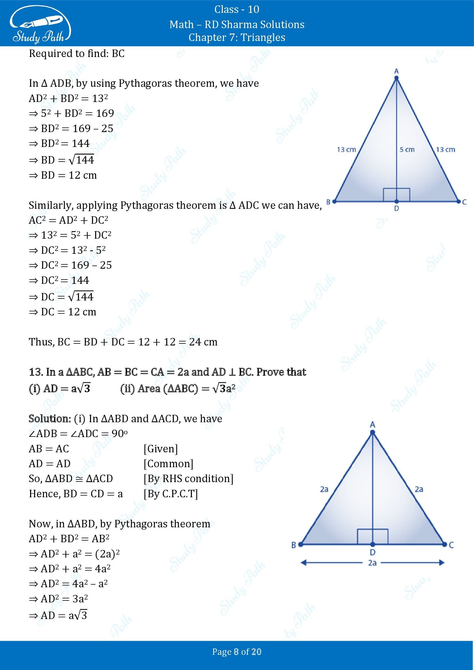 RD Sharma Solutions Class 10 Chapter 7 Triangles Exercise 7.7 00008