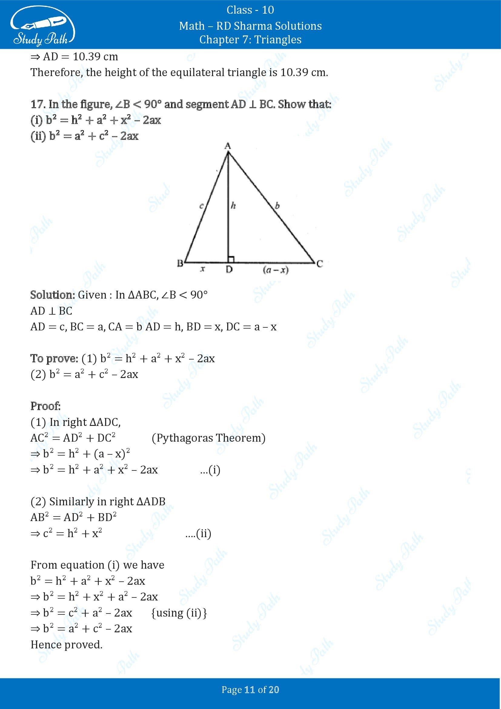RD Sharma Solutions Class 10 Chapter 7 Triangles Exercise 7.7 00011