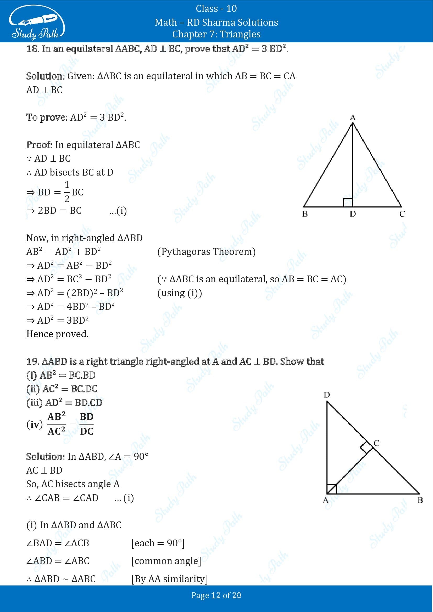 RD Sharma Solutions Class 10 Chapter 7 Triangles Exercise 7.7 00012