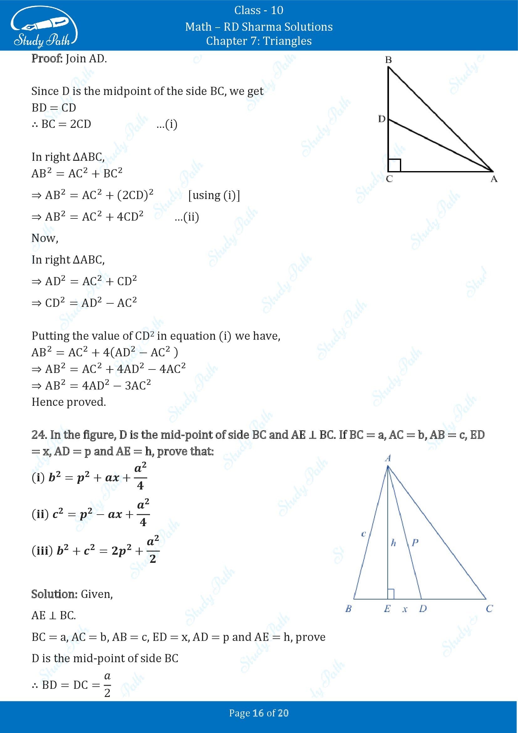 RD Sharma Solutions Class 10 Chapter 7 Triangles Exercise 7.7 00016