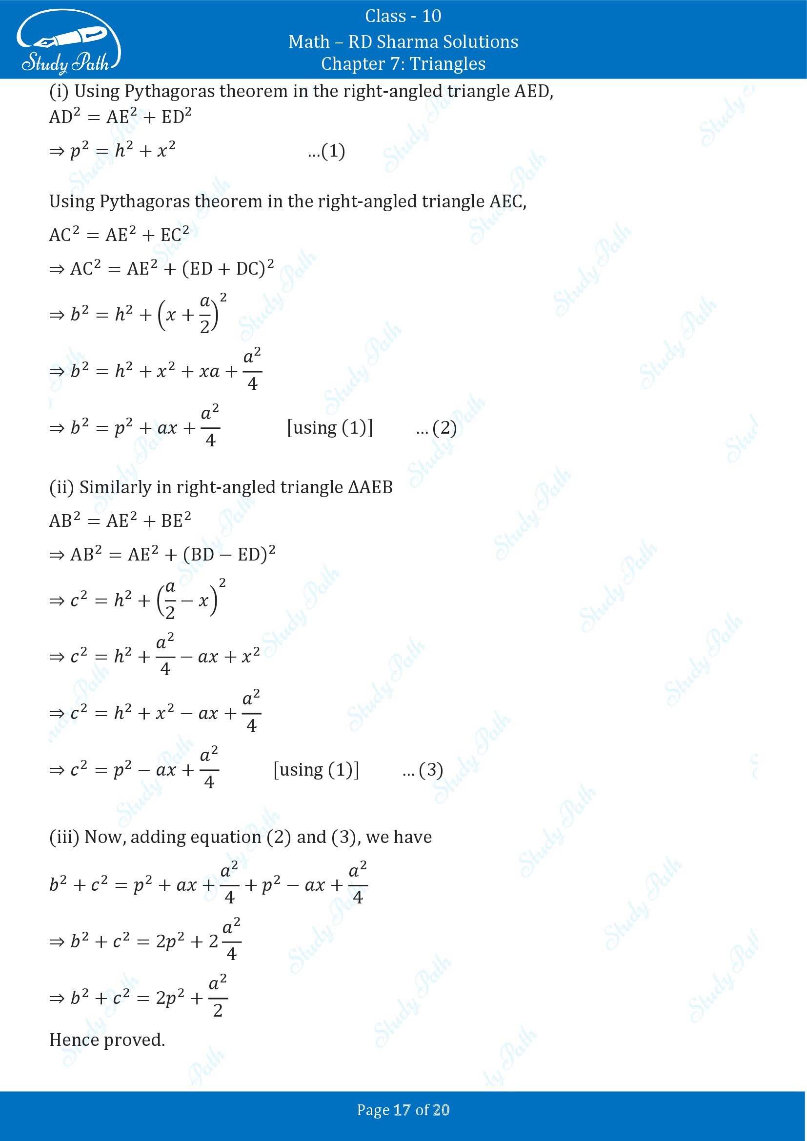 RD Sharma Solutions Class 10 Chapter 7 Triangles Exercise 7.7 00017