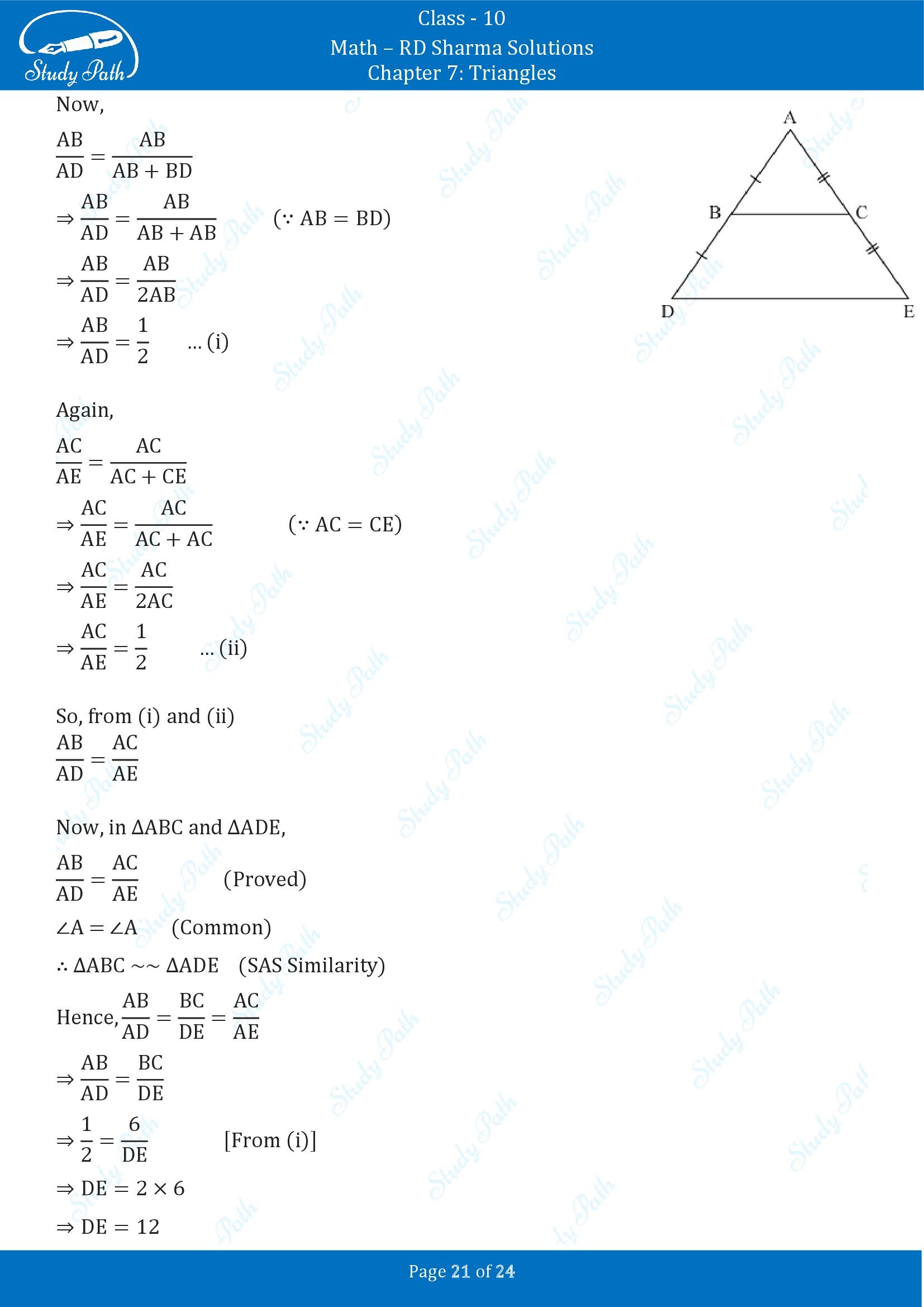 RD Sharma Solutions Class 10 Chapter 7 Triangles Fill in the Blank Type Questions FBQs 00021