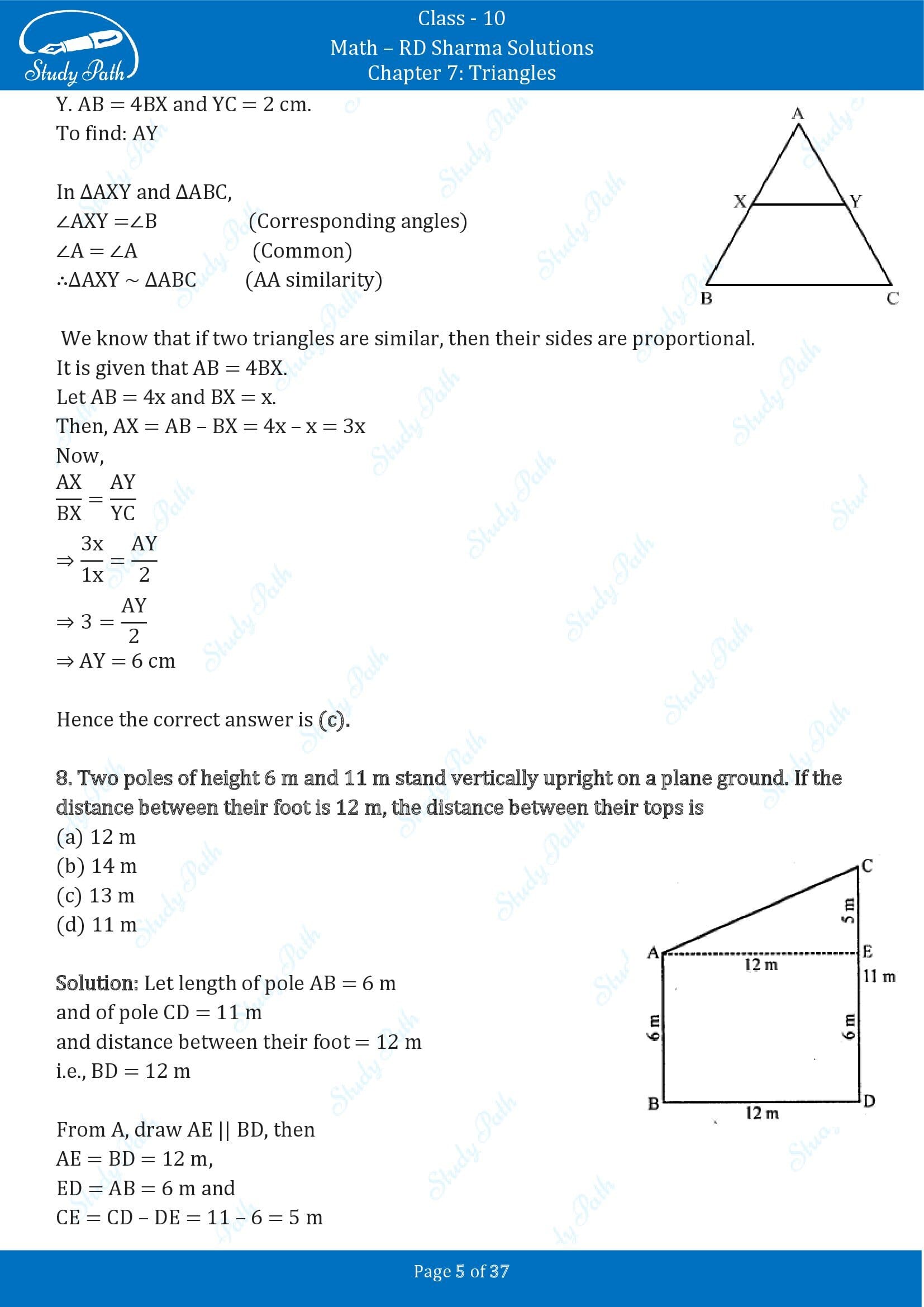 RD Sharma Solutions Class 10 Chapter 7 Triangles Multiple Choice Question MCQs 00005