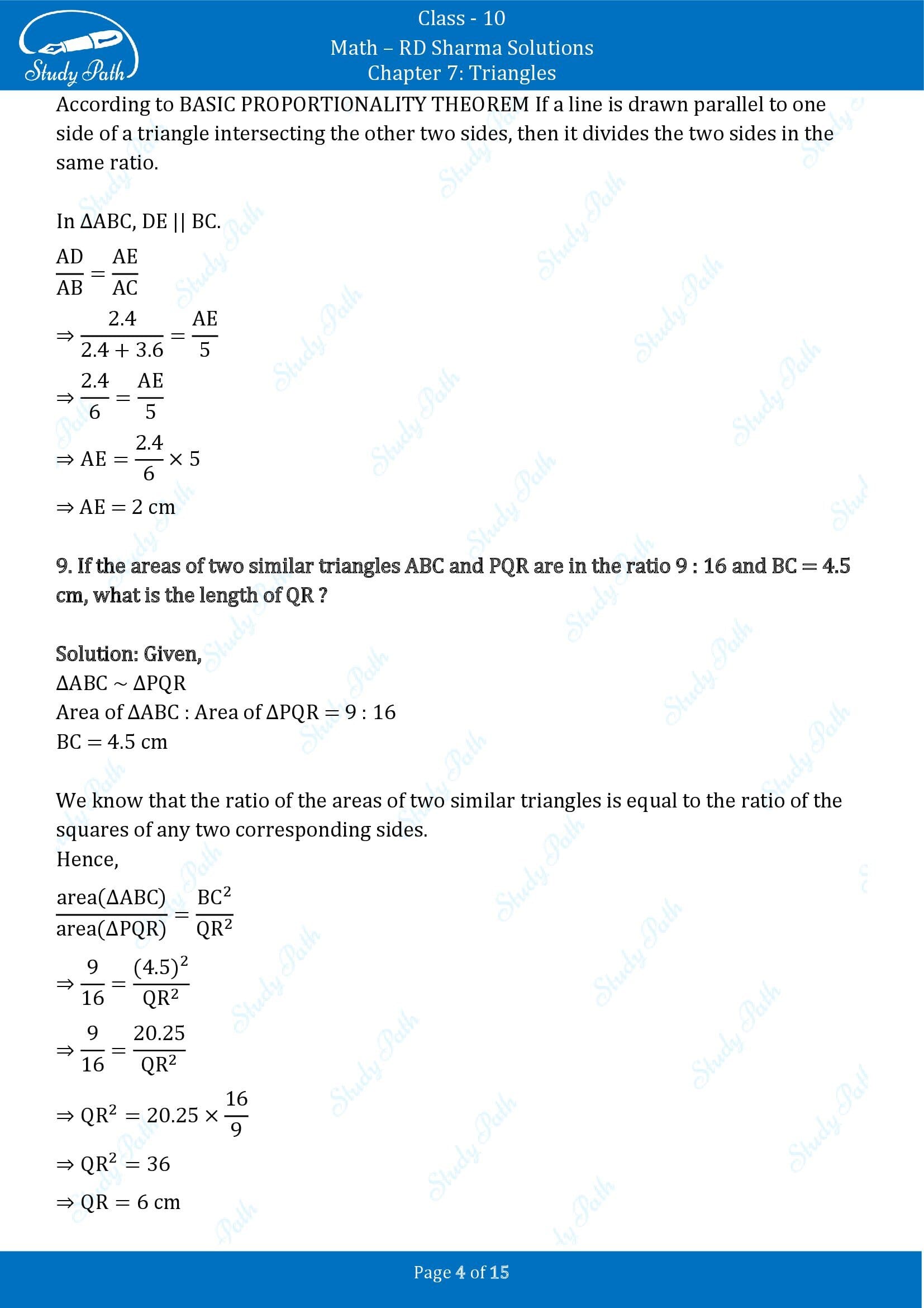 RD Sharma Solutions Class 10 Chapter 7 Triangles Very Short Answer Type Questions VSAQs 00004