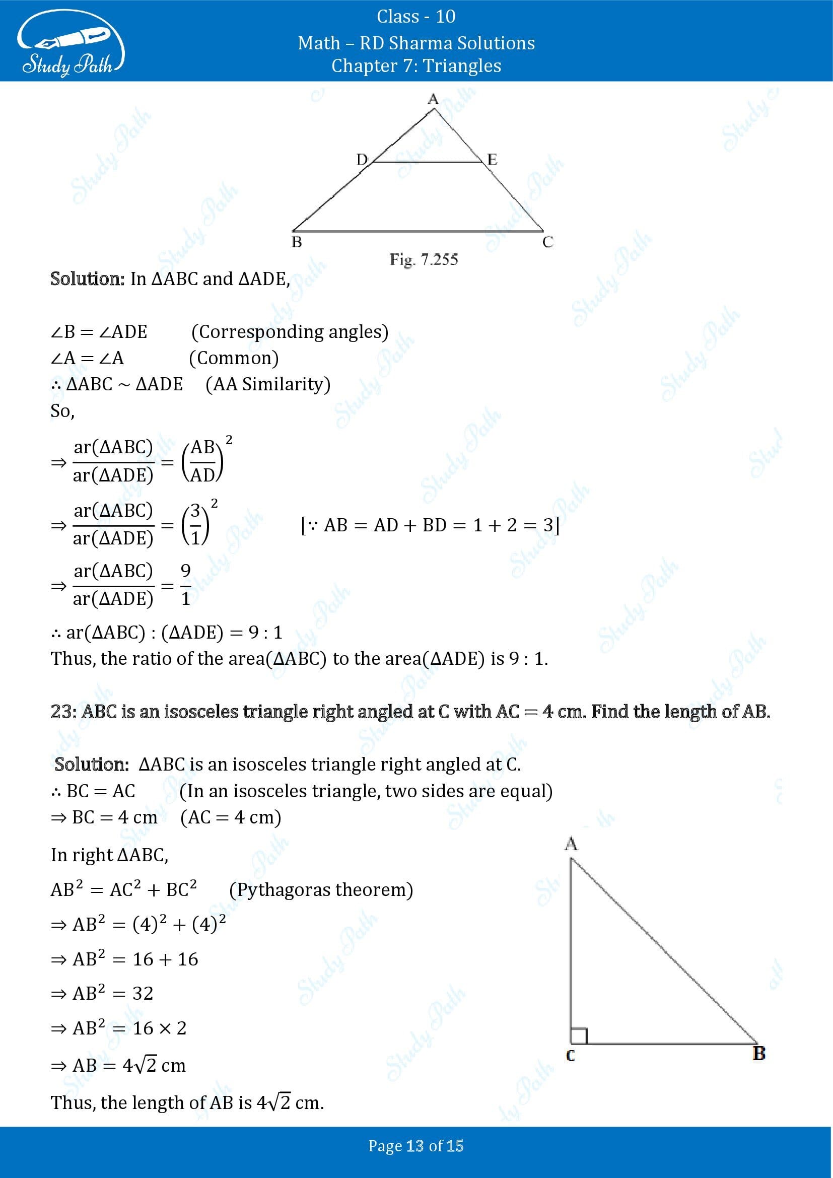 RD Sharma Solutions Class 10 Chapter 7 Triangles Very Short Answer Type Questions VSAQs 00013