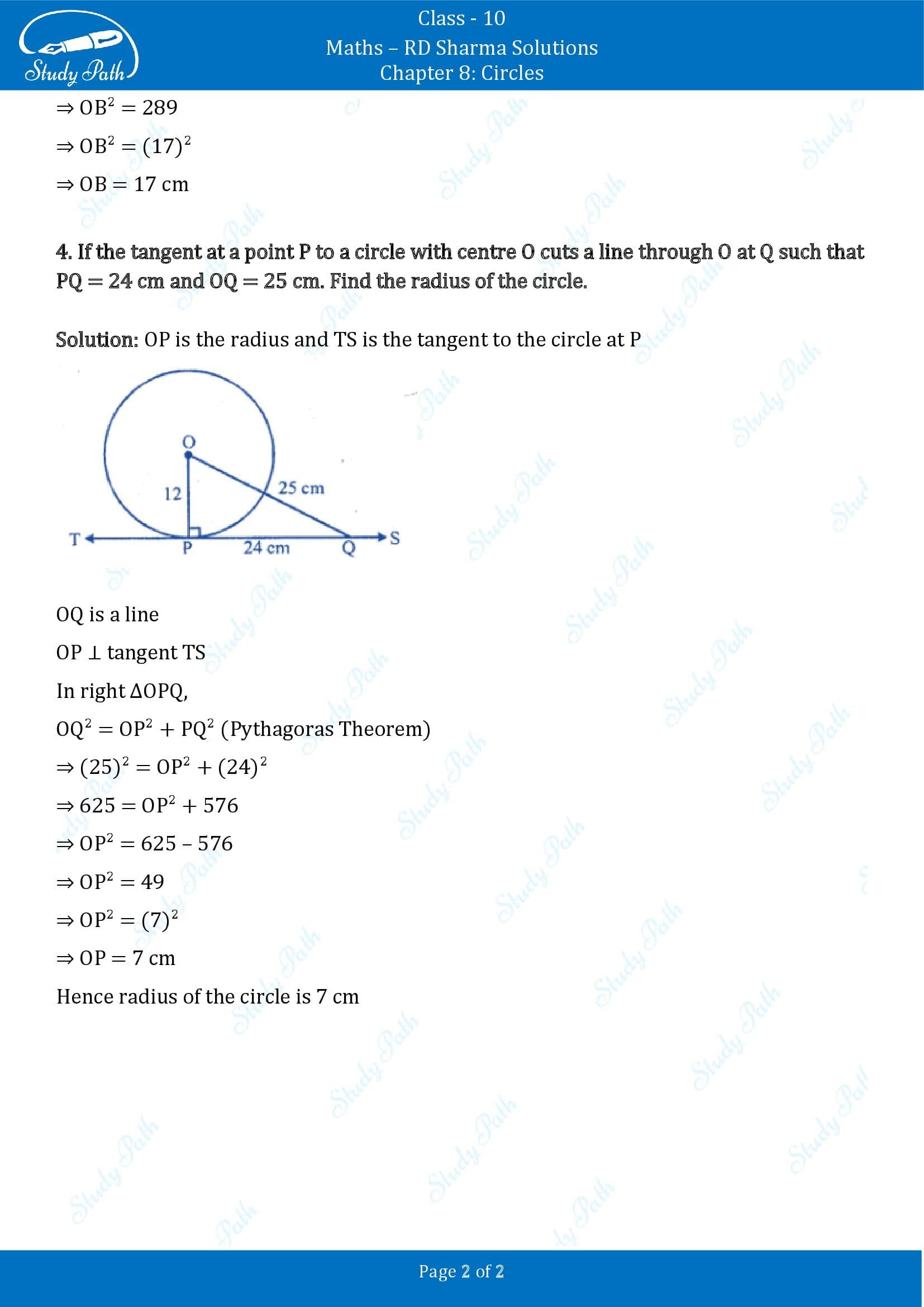RD Sharma Solutions Class 10 Chapter 8 Circles Exercise 8.1 00002