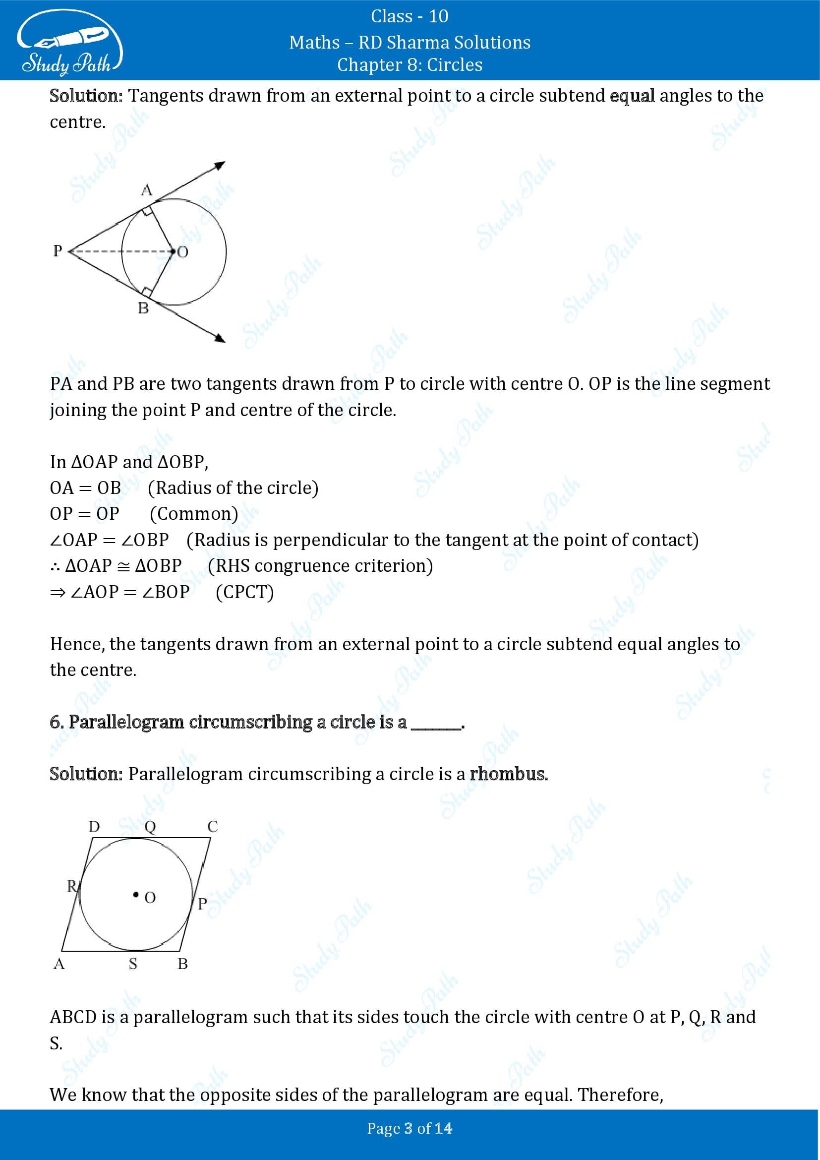 RD Sharma Solutions Class 10 Chapter 8 Circles Fill in the Blank Type Questions FBQs 00003