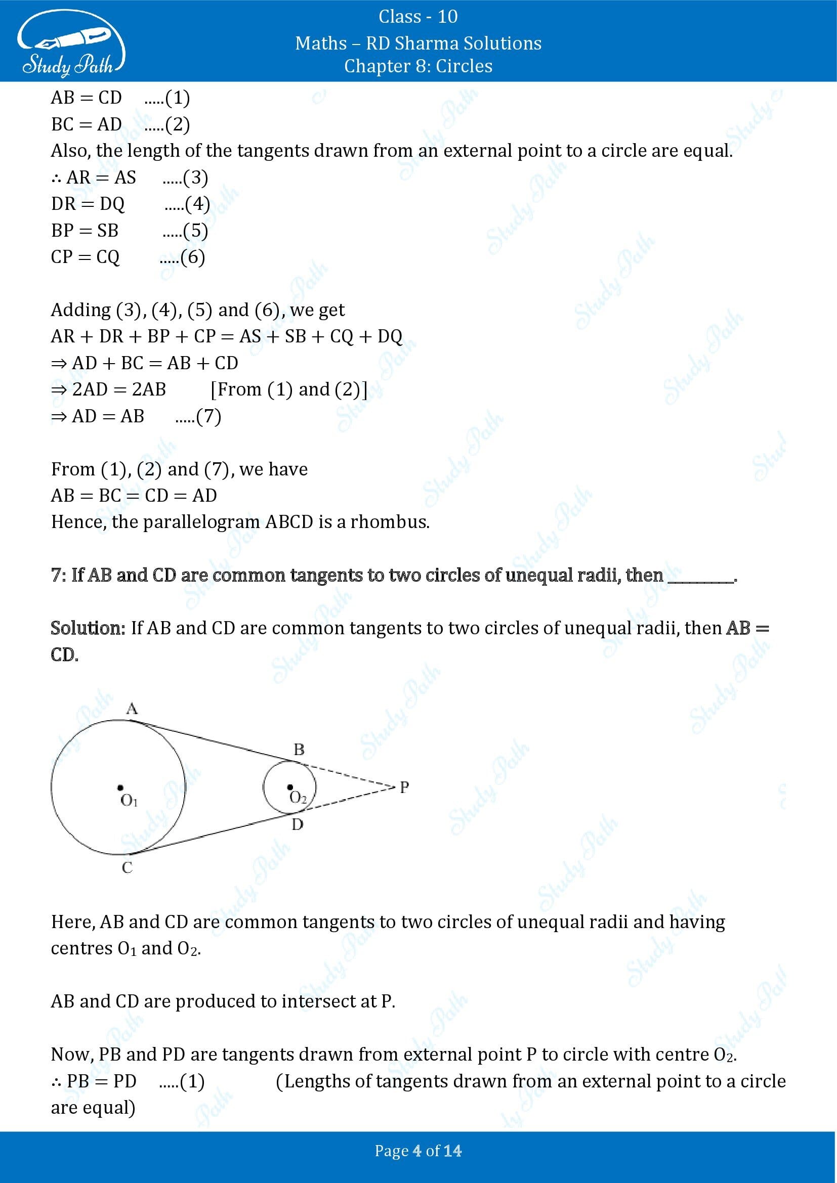 RD Sharma Solutions Class 10 Chapter 8 Circles Fill in the Blank Type Questions FBQs 00004
