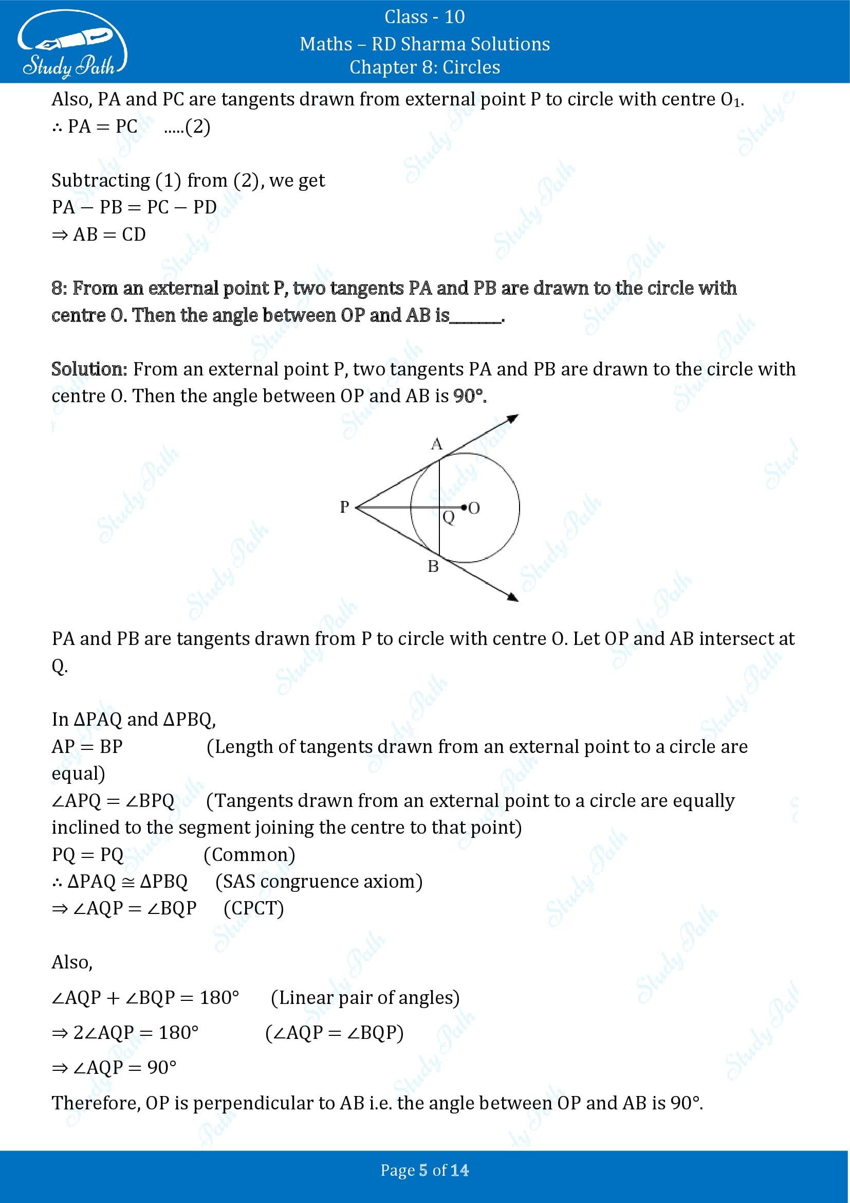RD Sharma Solutions Class 10 Chapter 8 Circles Fill in the Blank Type Questions FBQs 00005