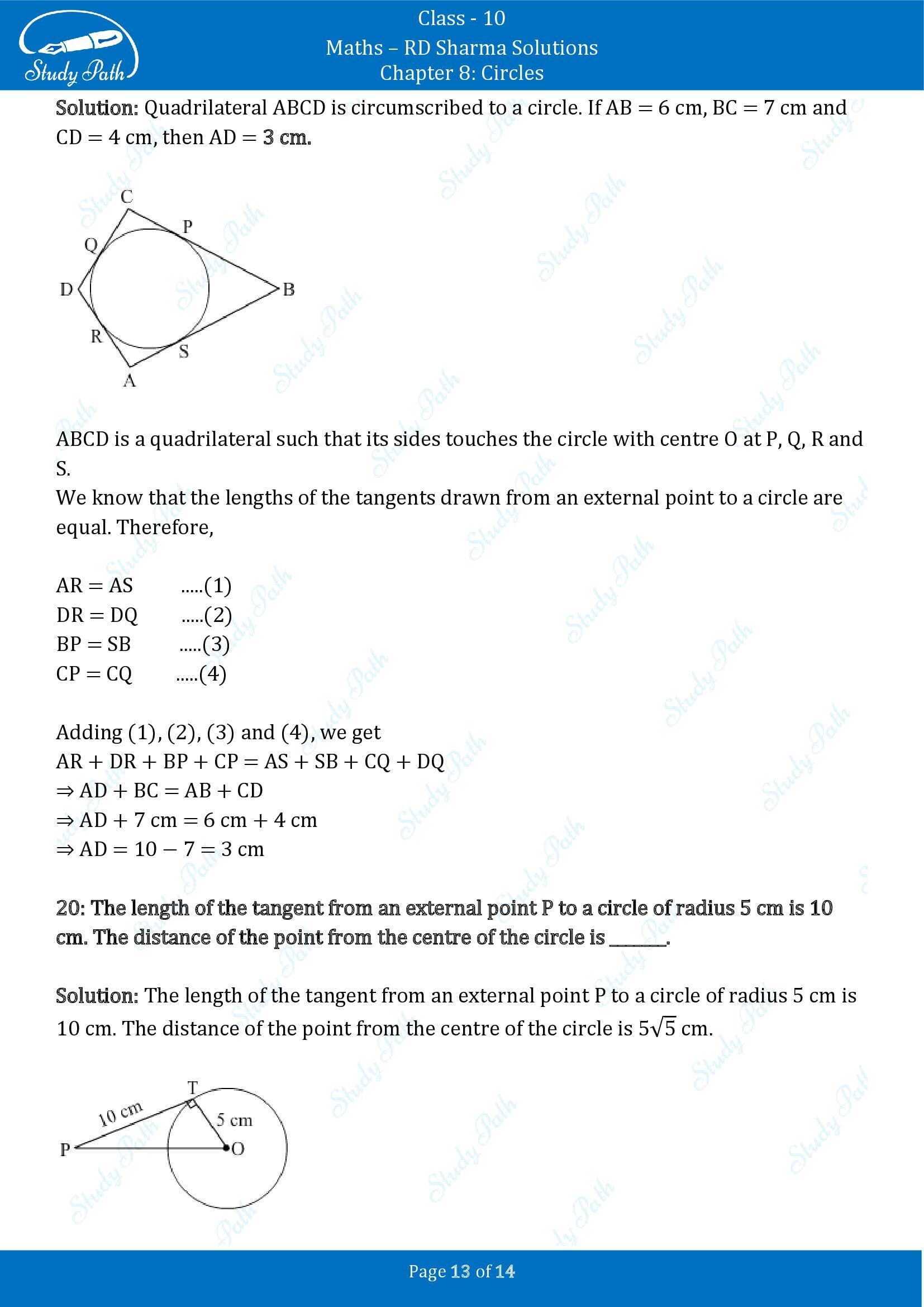 RD Sharma Solutions Class 10 Chapter 8 Circles Fill in the Blank Type Questions FBQs 00013