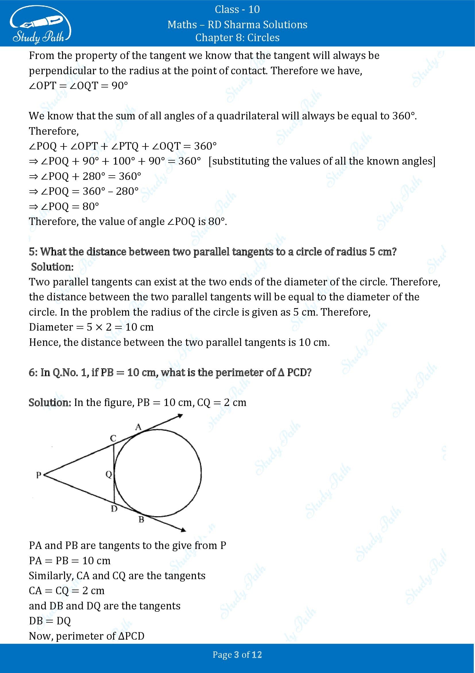RD Sharma Solutions Class 10 Chapter 8 Circles Very Short Answer Type Questions VSAQs 00003