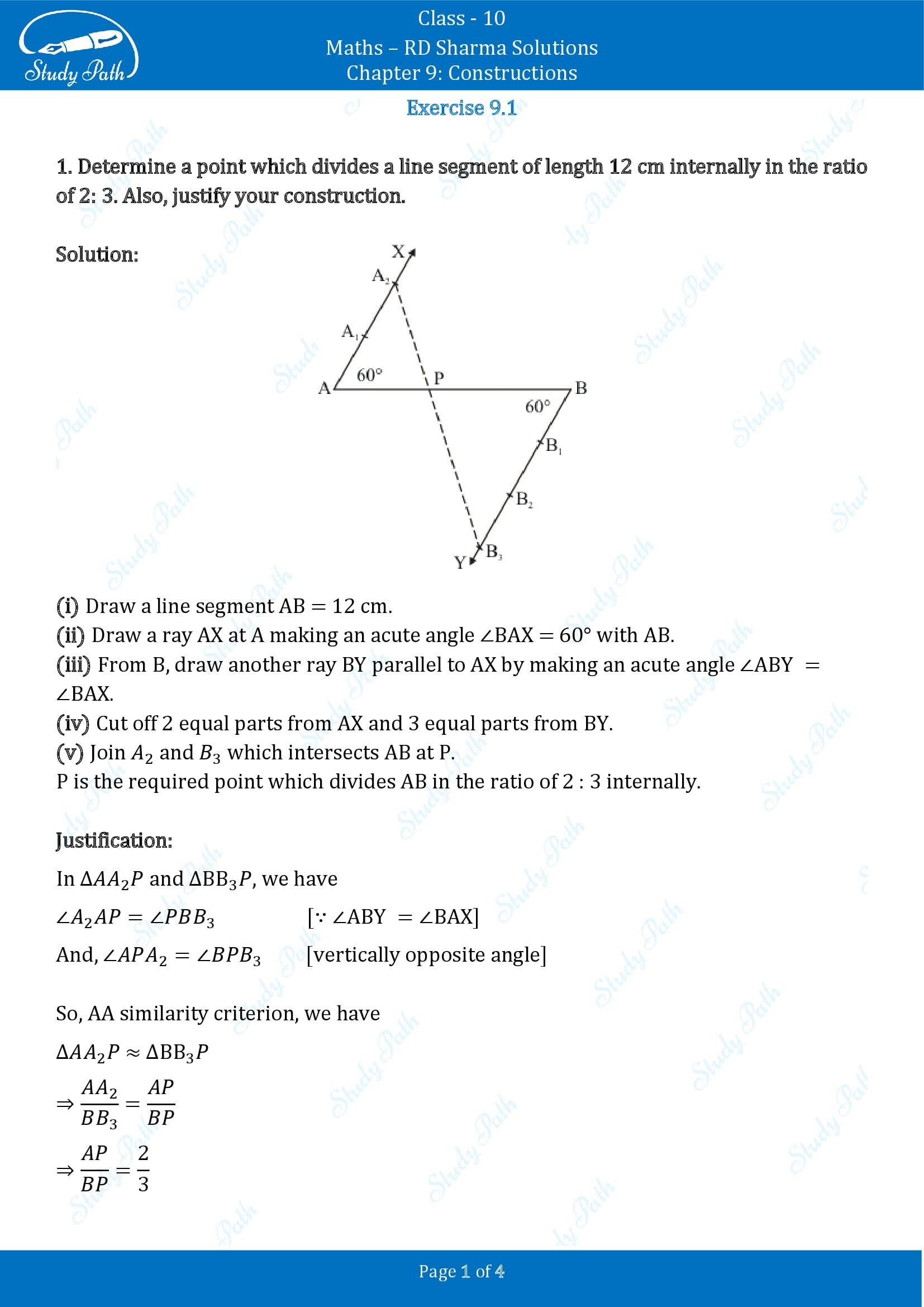 RD Sharma Solutions Class 10 Chapter 9 Constructions Exercise 9.1 00001