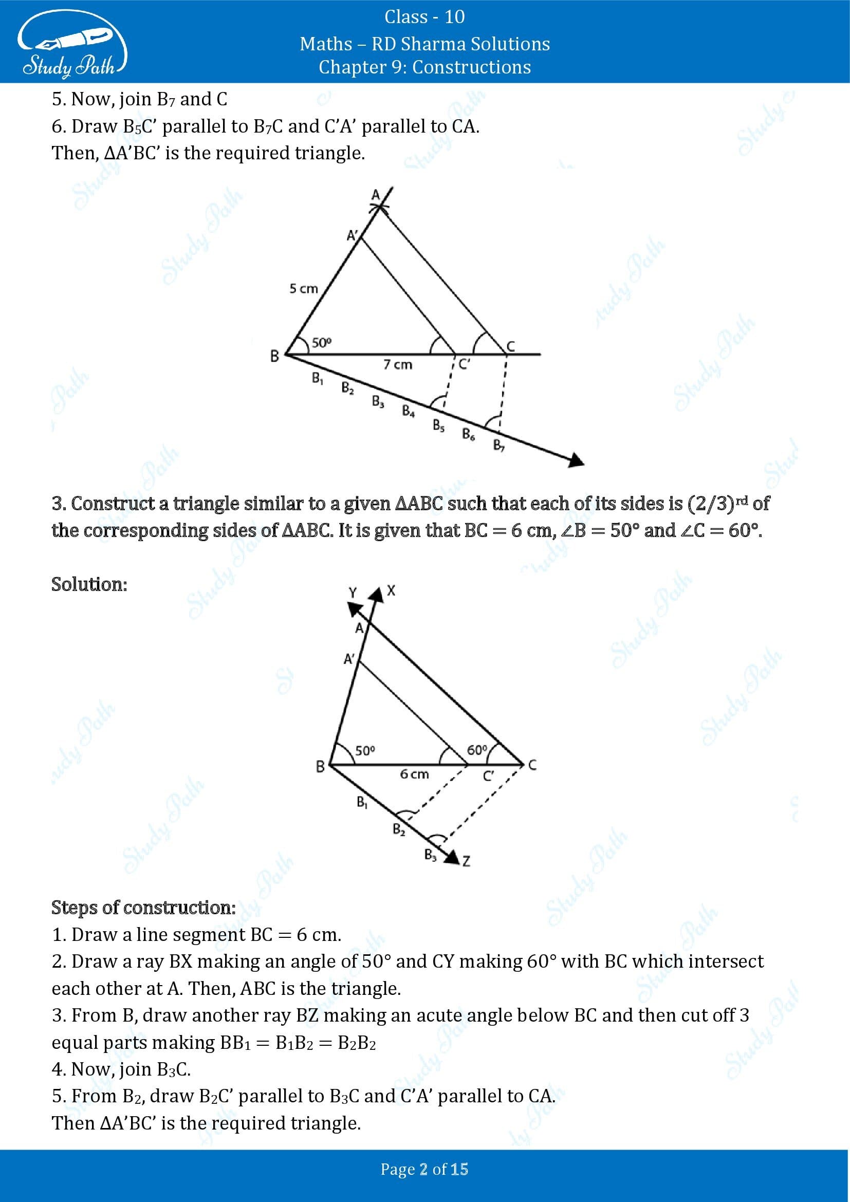 RD Sharma Solutions Class 10 Chapter 9 Constructions Exercise 9.2 00002
