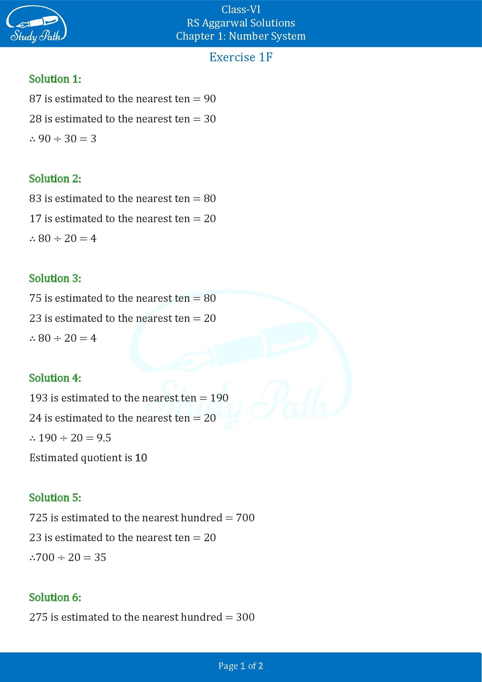 RS Aggarwal Solutions Class 6 Chapter 1 Number System Exercise 1F 001