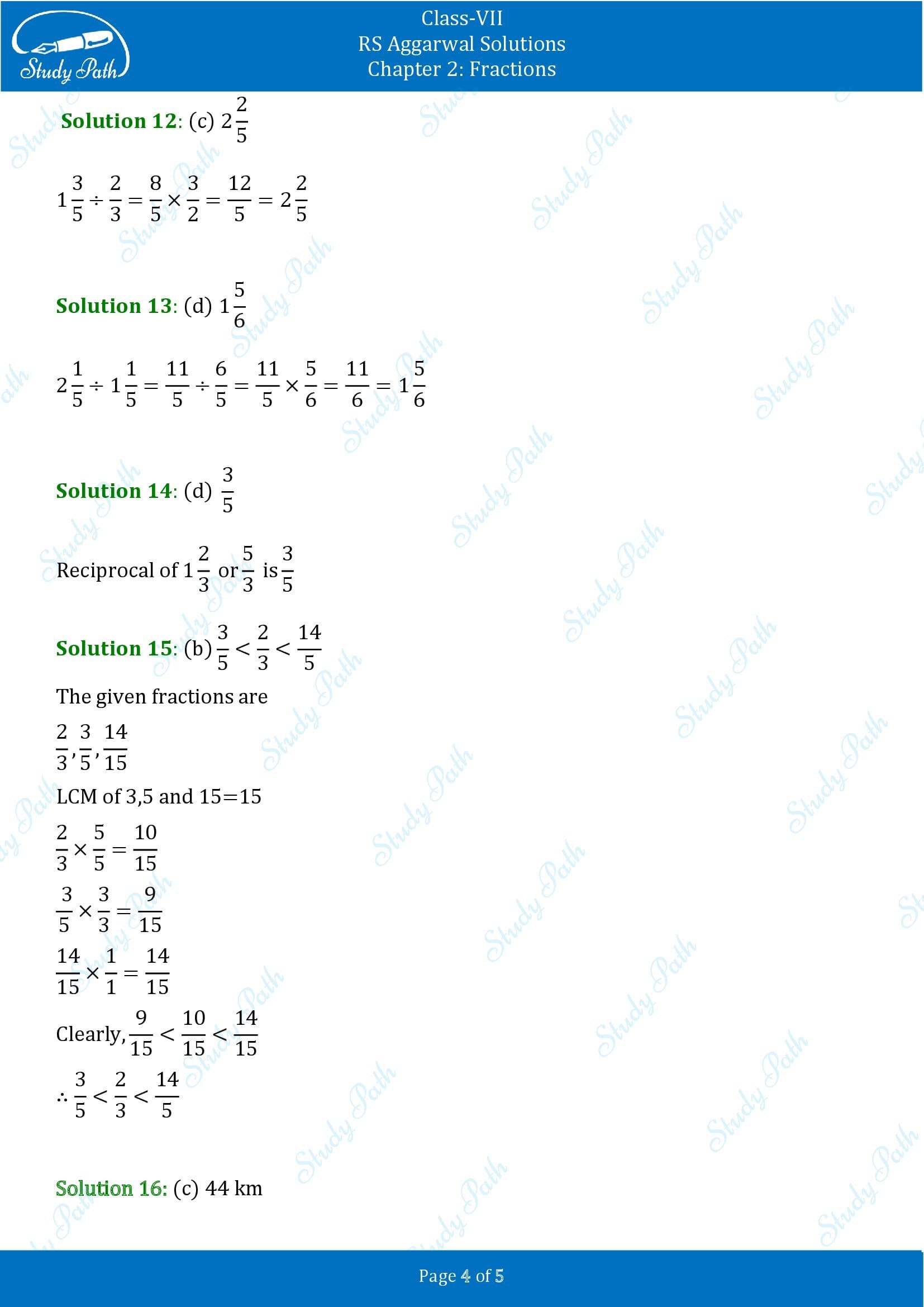 RS Aggarwal Solutions Class 7 Chapter 2 Fractions Exercise 2D MCQs 0004