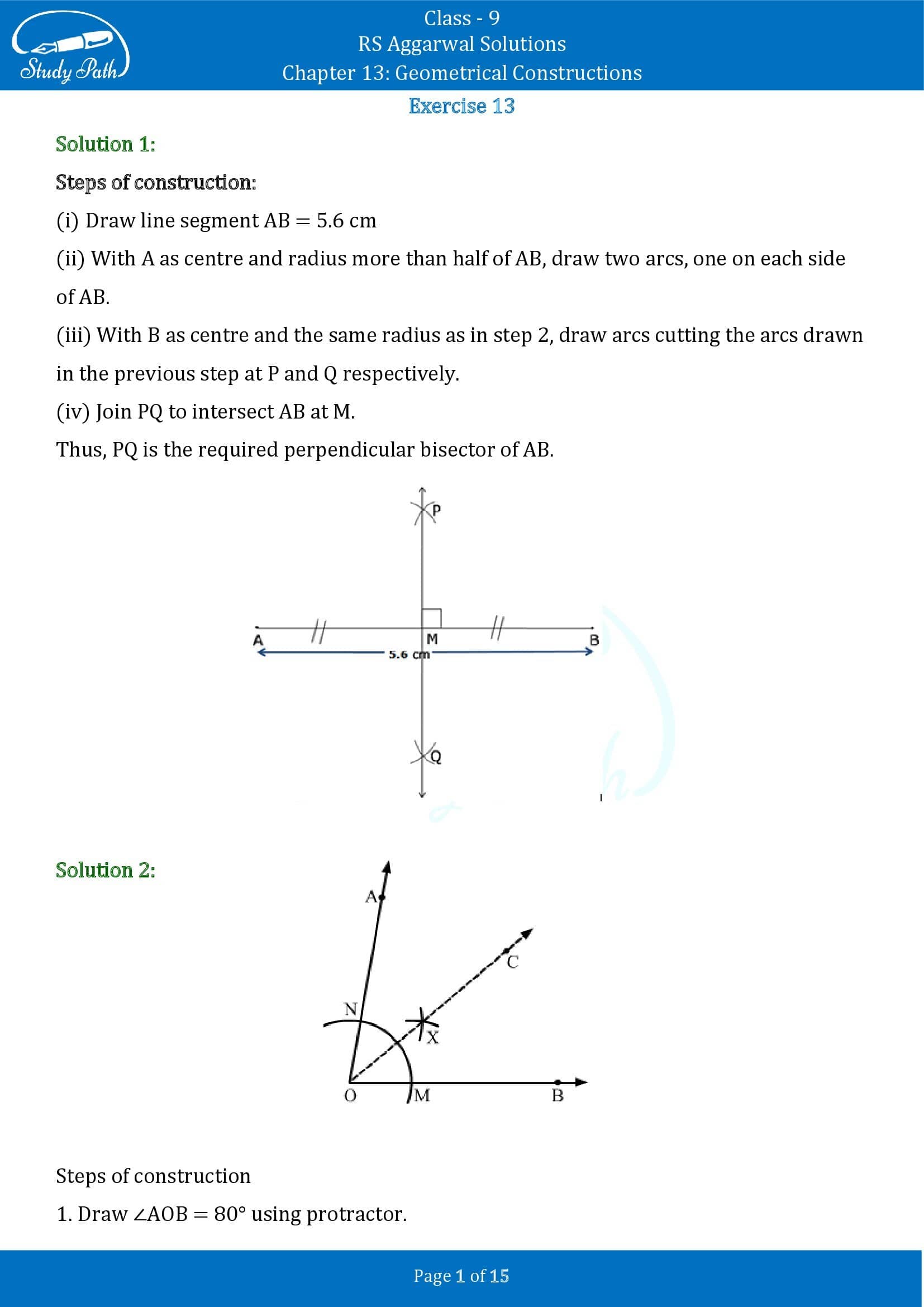 RS Aggarwal Solutions Class 9 Chapter 13 Geometrical Constructions 01