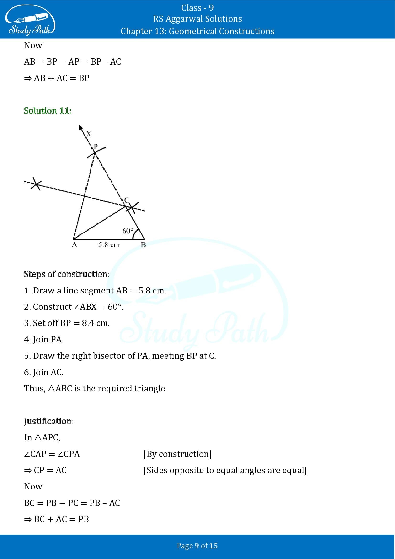 RS Aggarwal Solutions Class 9 Chapter 13 Geometrical Constructions 09