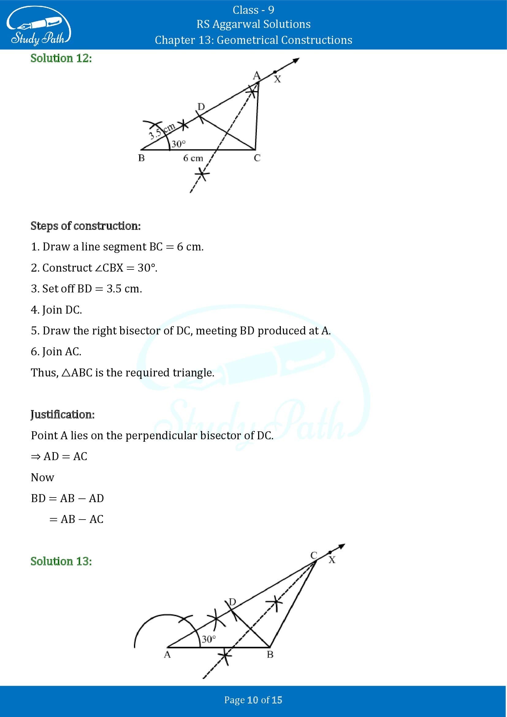 RS Aggarwal Solutions Class 9 Chapter 13 Geometrical Constructions 10