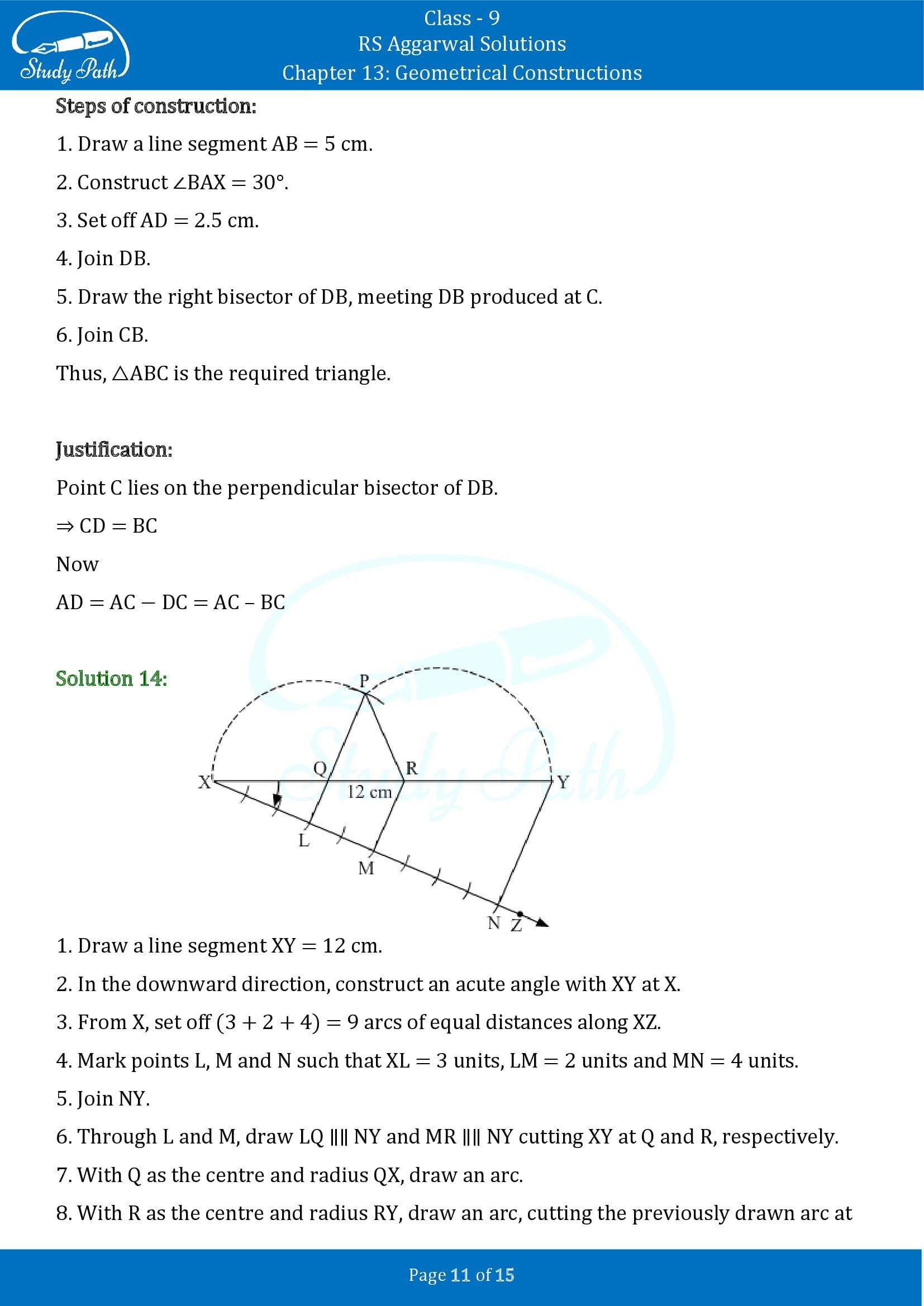 RS Aggarwal Solutions Class 9 Chapter 13 Geometrical Constructions 11