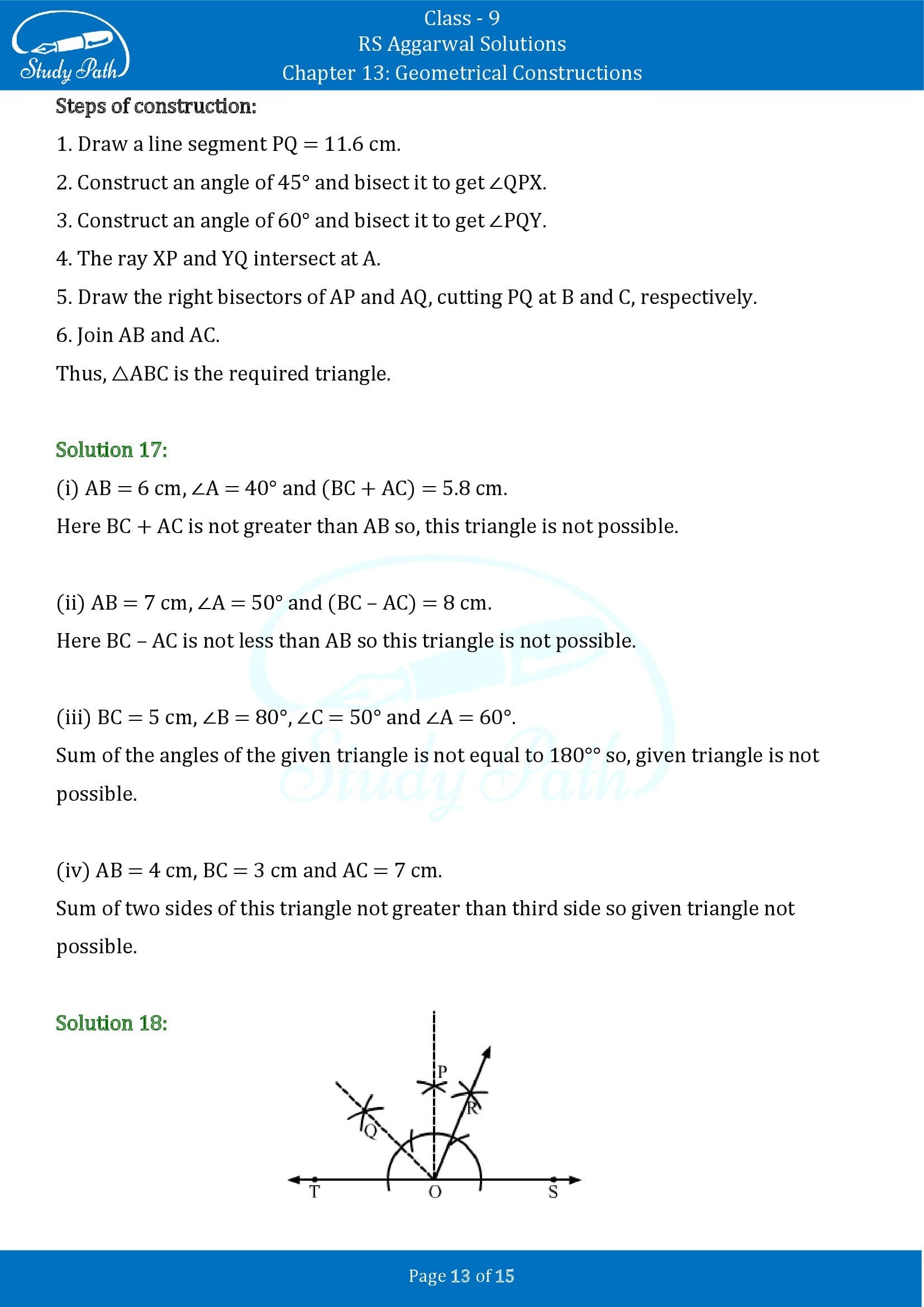 RS Aggarwal Solutions Class 9 Chapter 13 Geometrical Constructions 13
