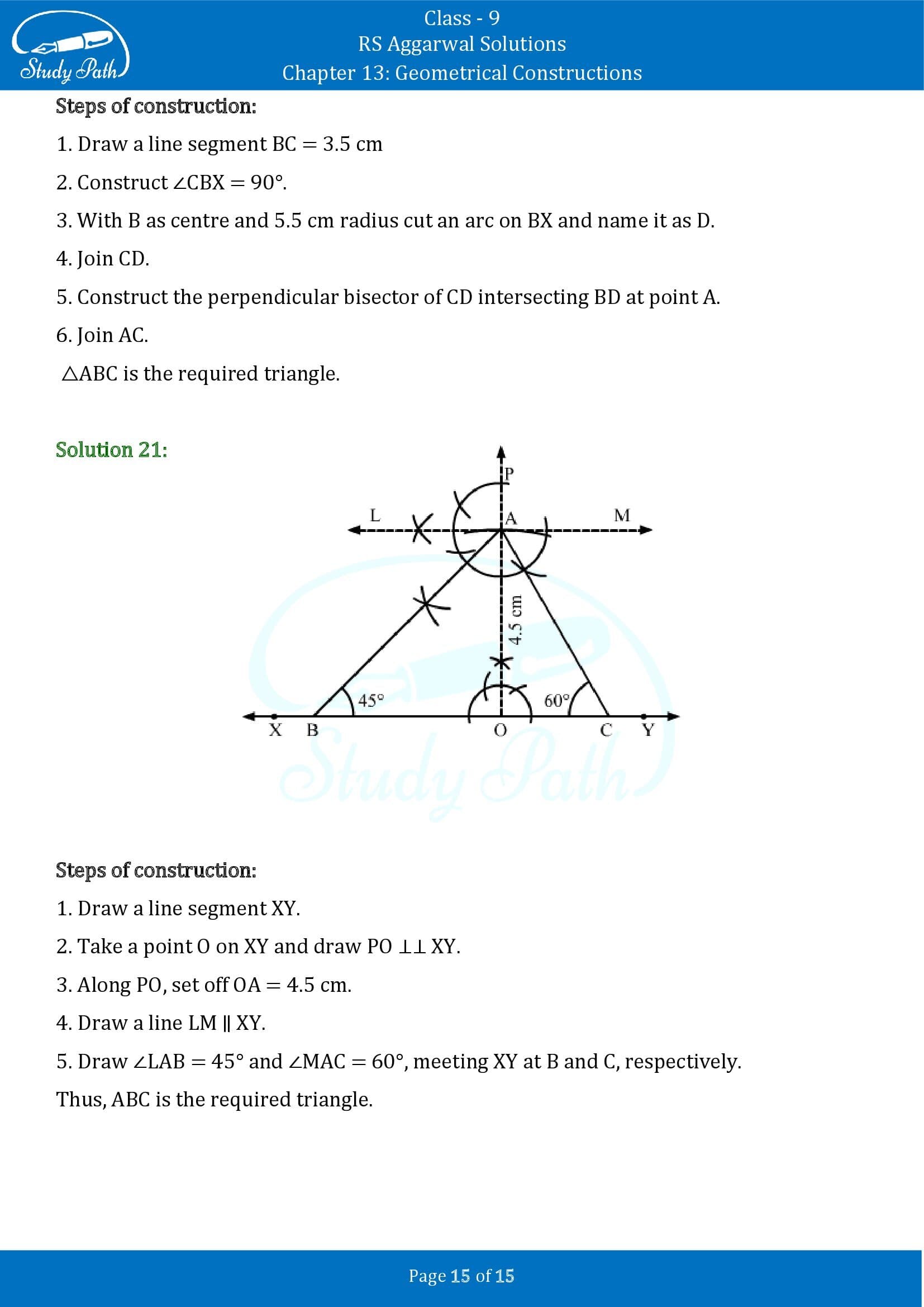 RS Aggarwal Solutions Class 9 Chapter 13 Geometrical Constructions 15
