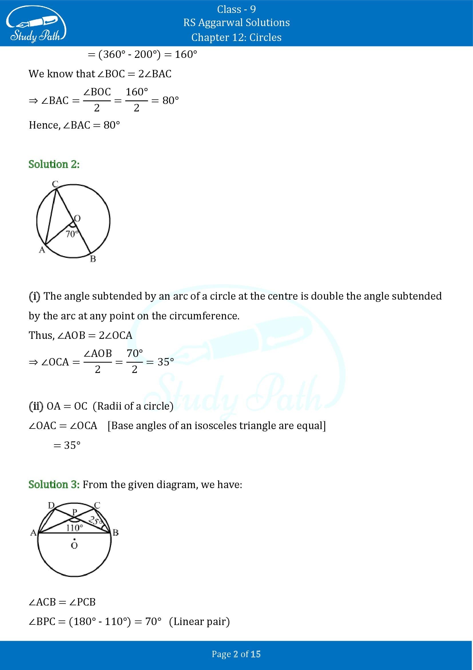 RS Aggarwal Solutions Class 9 Chapter 12 Circles Exercise 12B 00002