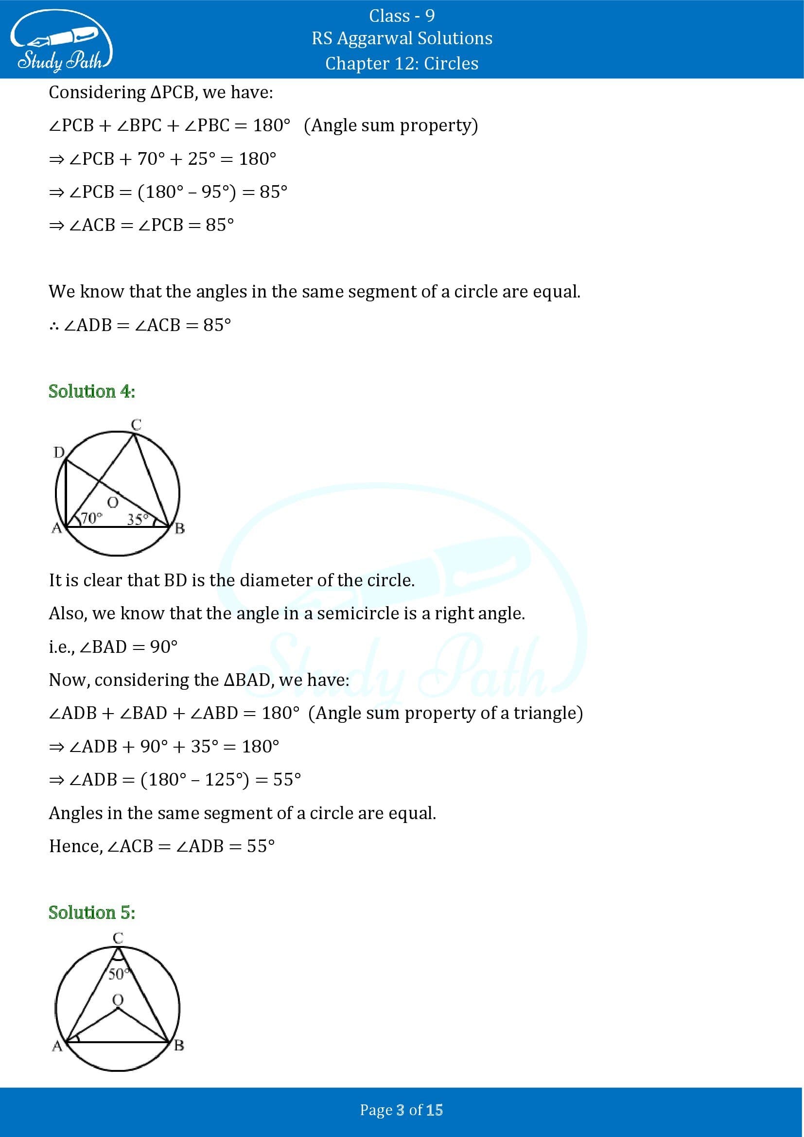 RS Aggarwal Solutions Class 9 Chapter 12 Circles Exercise 12B 00003