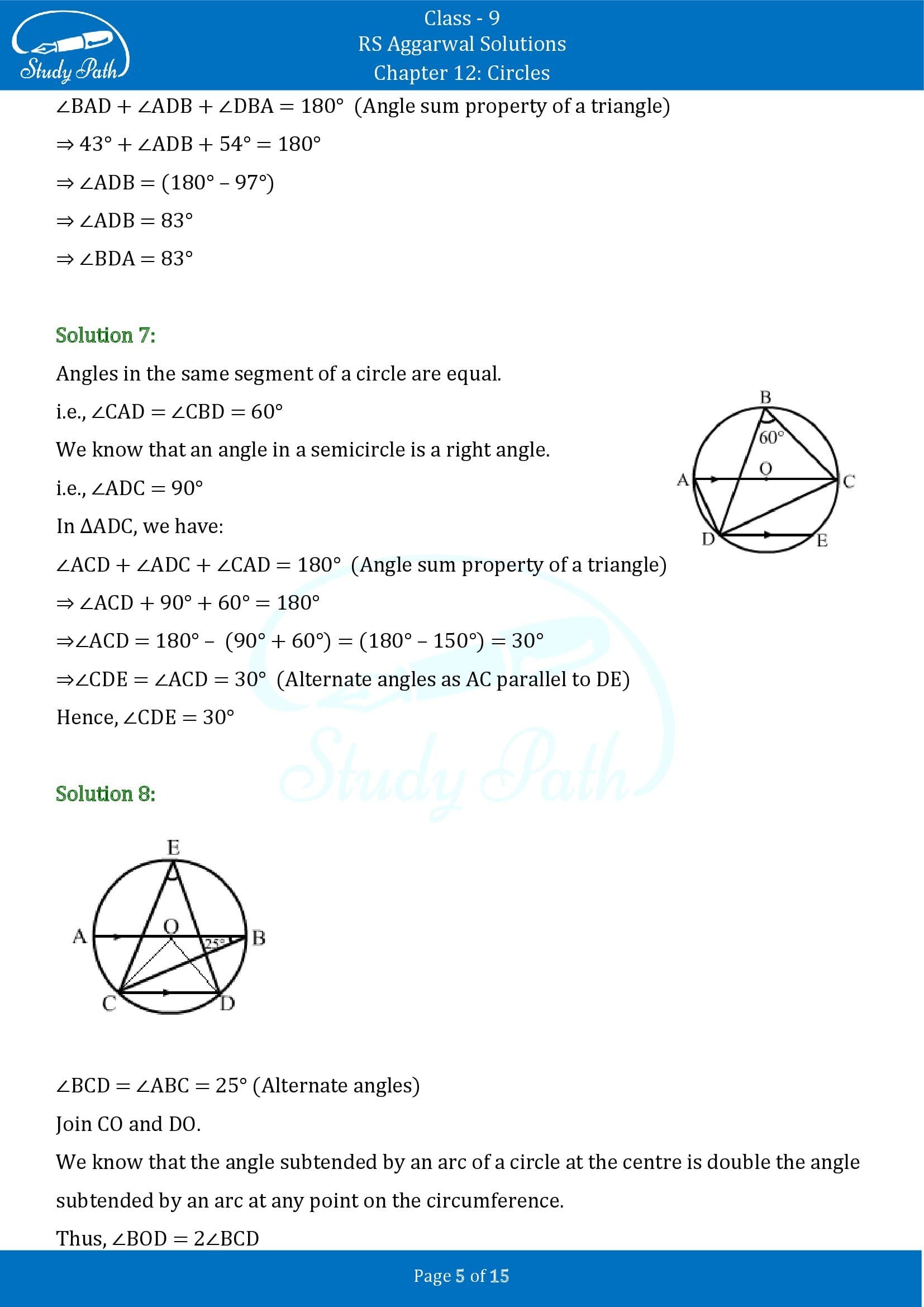 RS Aggarwal Solutions Class 9 Chapter 12 Circles Exercise 12B 00005