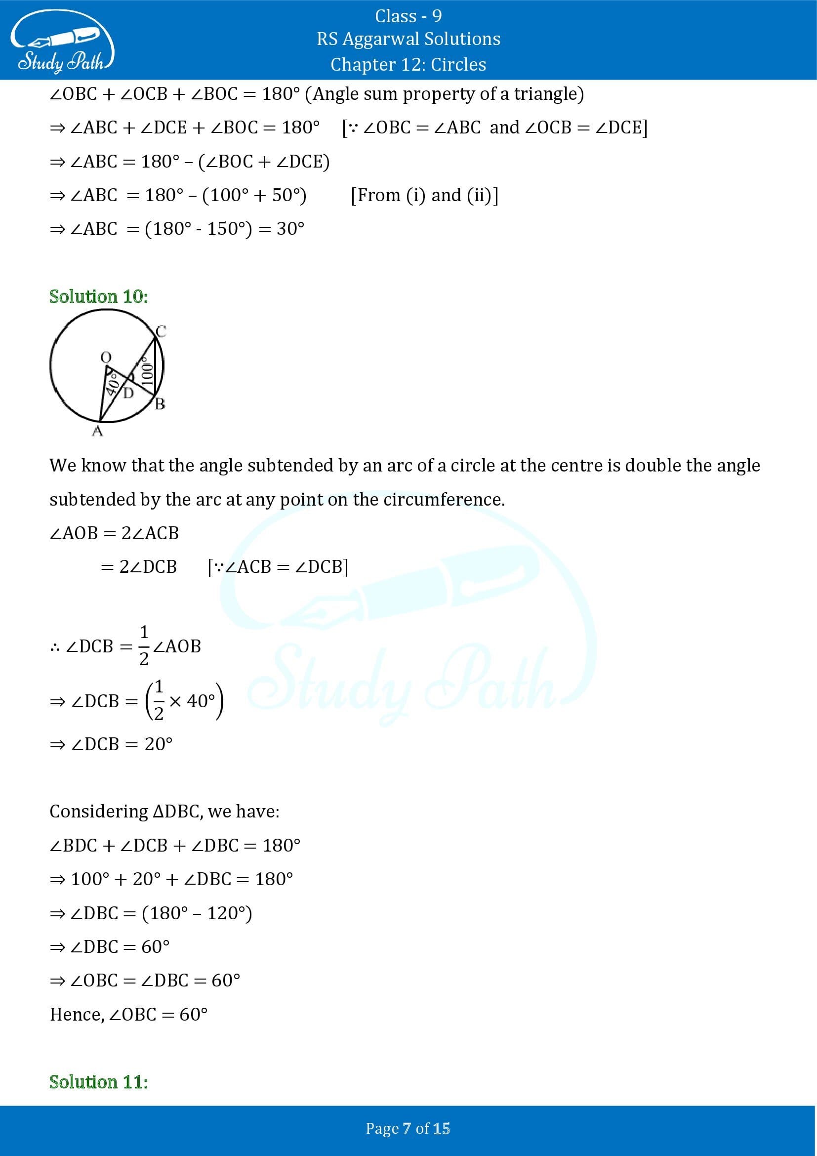 RS Aggarwal Solutions Class 9 Chapter 12 Circles Exercise 12B 00007