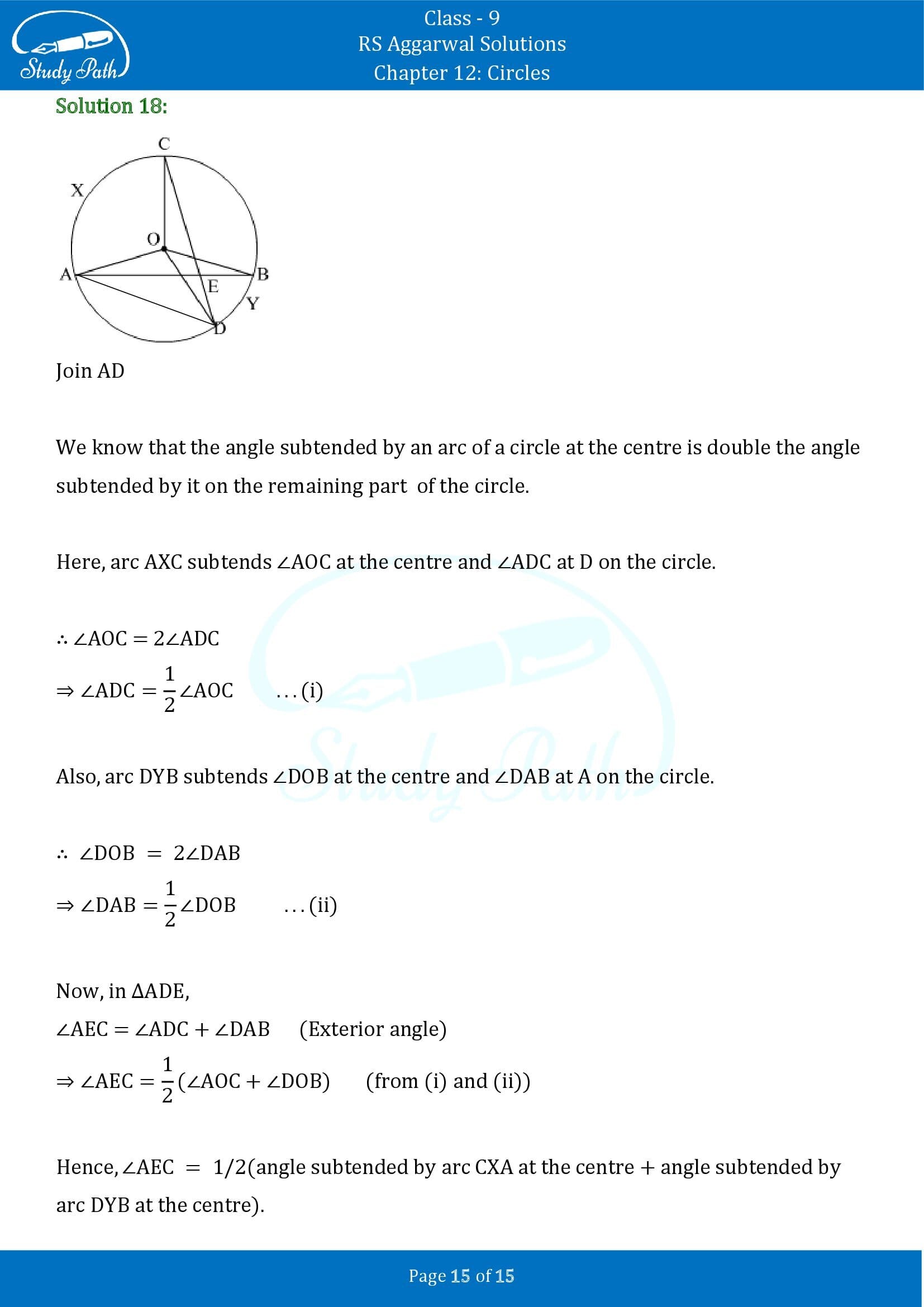 RS Aggarwal Solutions Class 9 Chapter 12 Circles Exercise 12B 00015