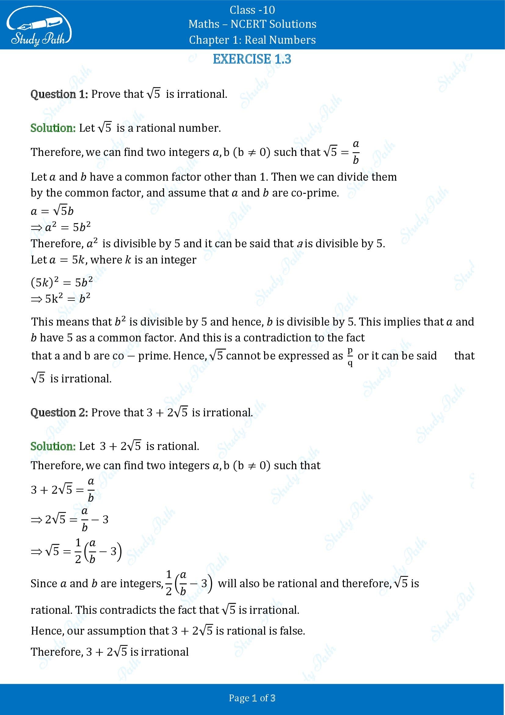 NCERT Solutions for Class 10 Maths Chapter 1 Real Numbers Exercise 1.3 00001