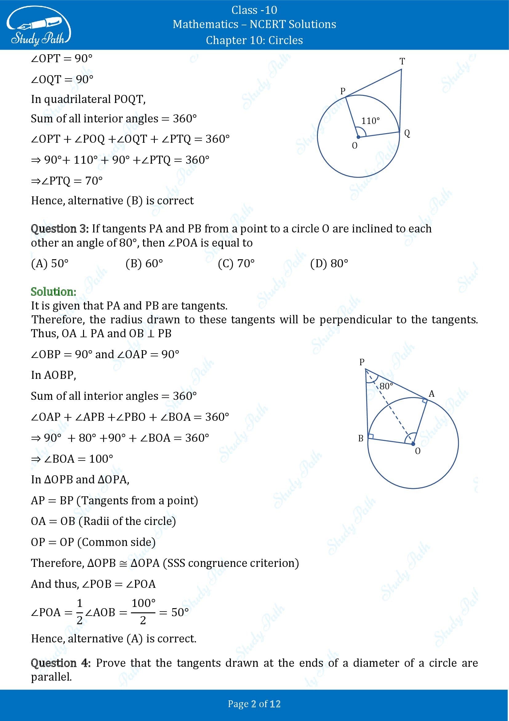 NCERT Solutions for Class 10 Maths Chapter 10 Circles Exercise 10.2 00002