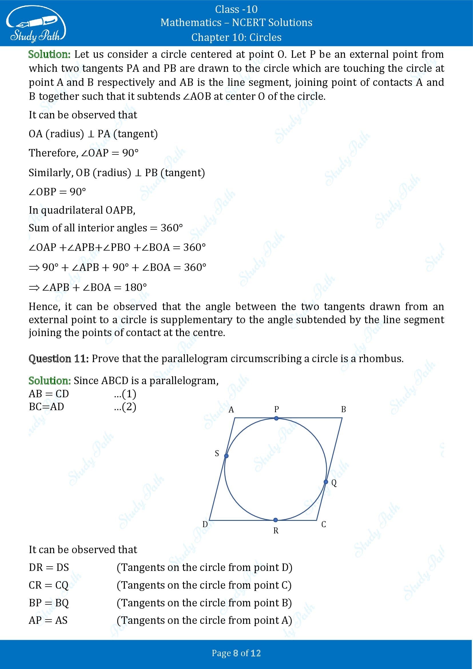 NCERT Solutions for Class 10 Maths Chapter 10 Circles Exercise 10.2 00008