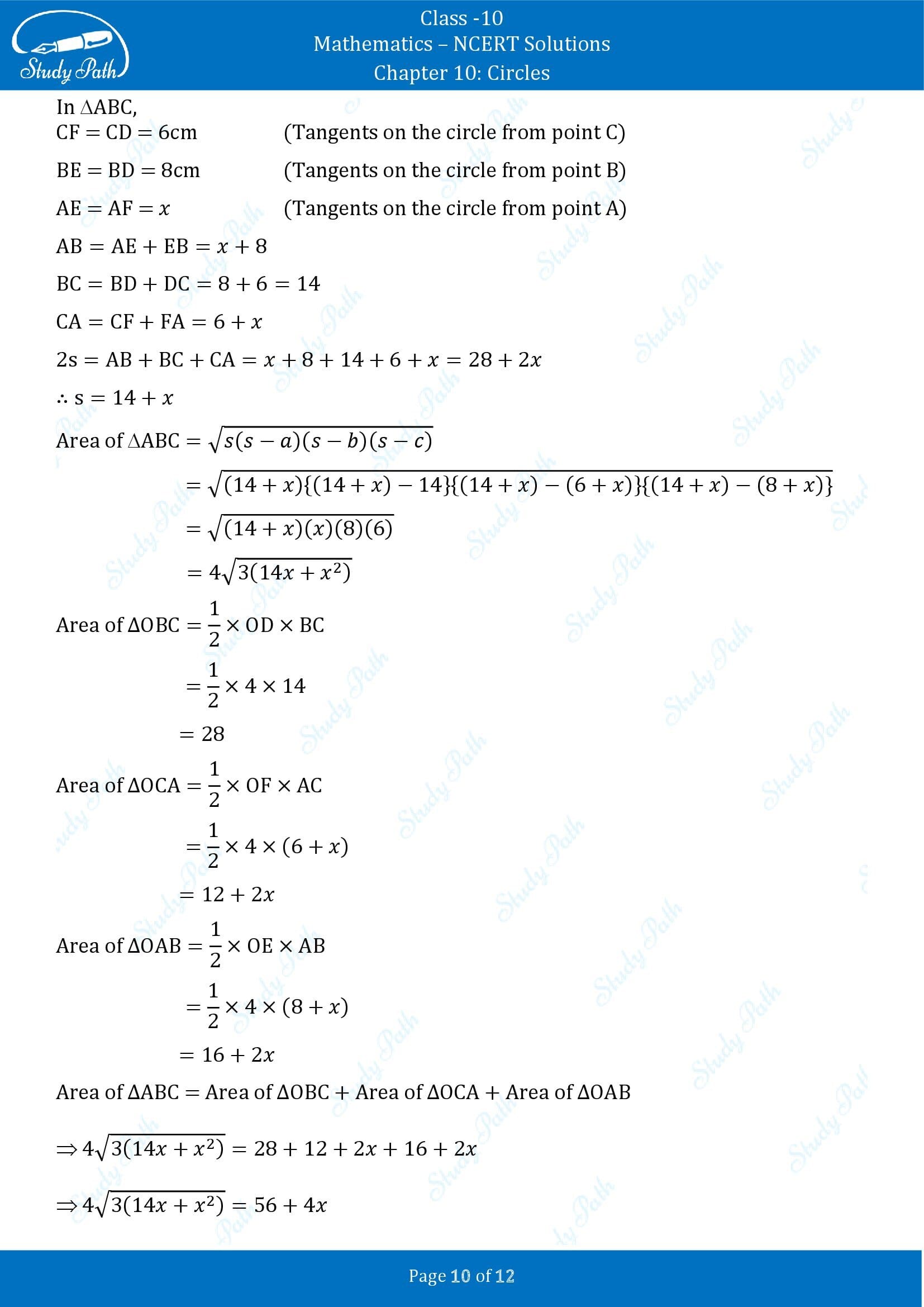 NCERT Solutions for Class 10 Maths Chapter 10 Circles Exercise 10.2 00010