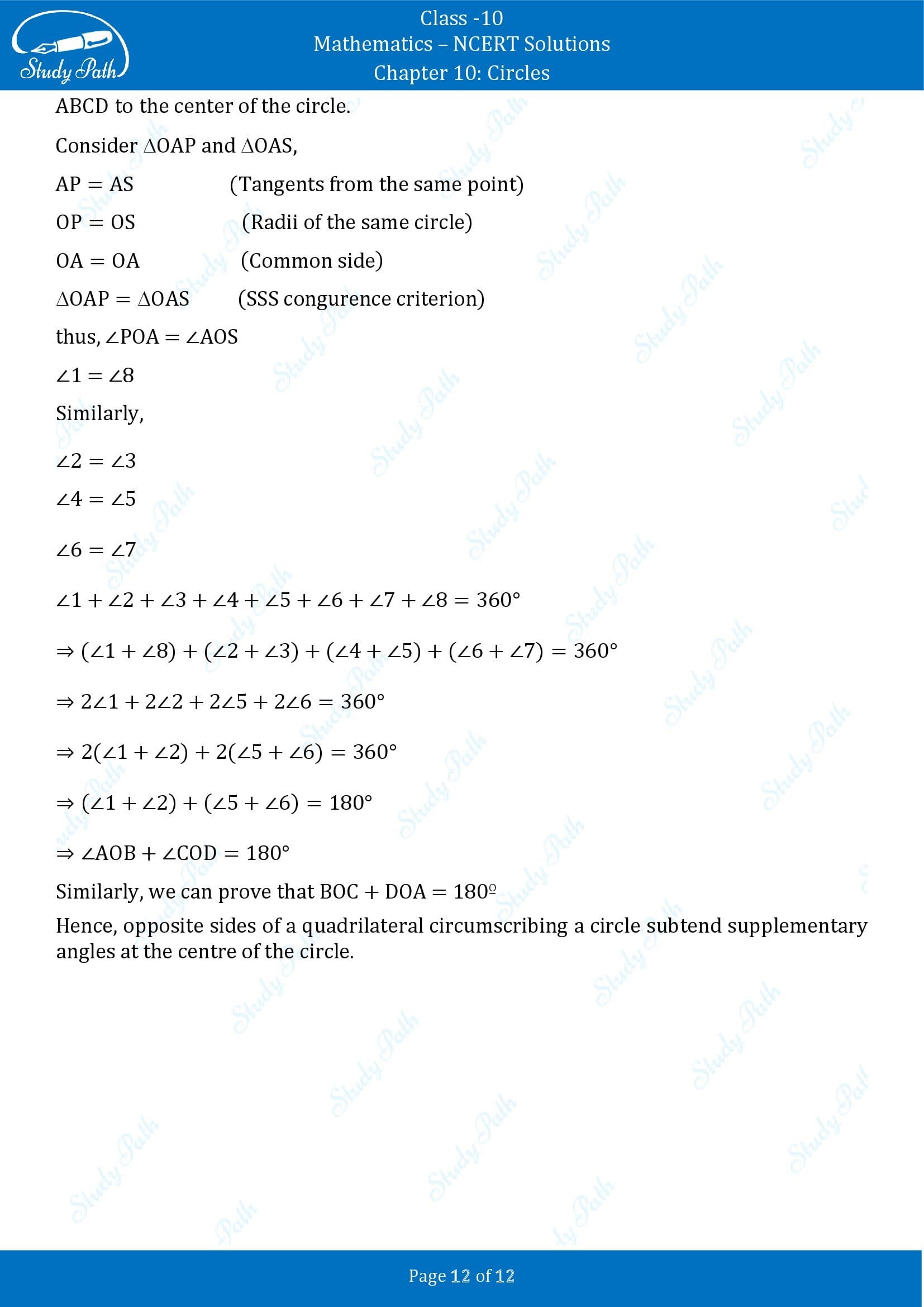 NCERT Solutions for Class 10 Maths Chapter 10 Circles Exercise 10.2 00012