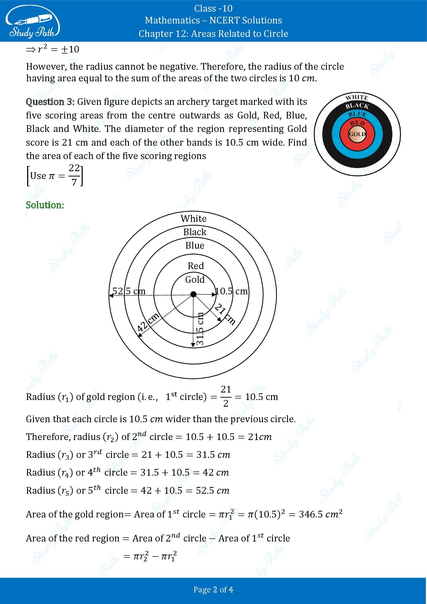 NCERT Solutions for Class 10 Maths Chapter 12 Areas Related to Circles Exercise 12.1 00002