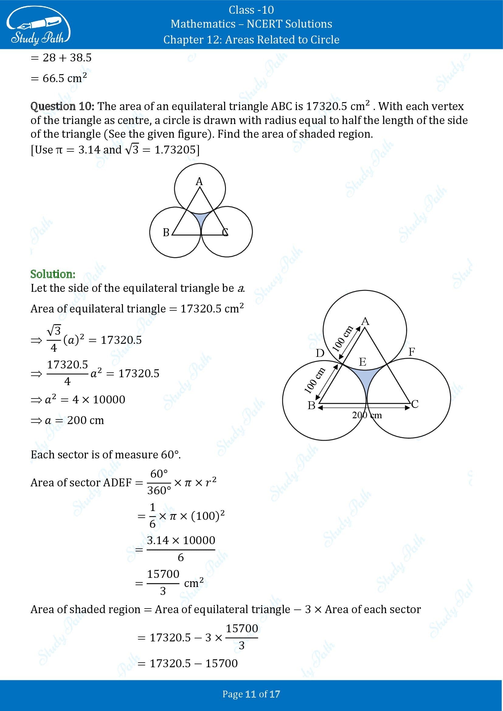 NCERT Solutions for Class 10 Maths Chapter 12 Areas Related to Circles Exercise 12.3 00011