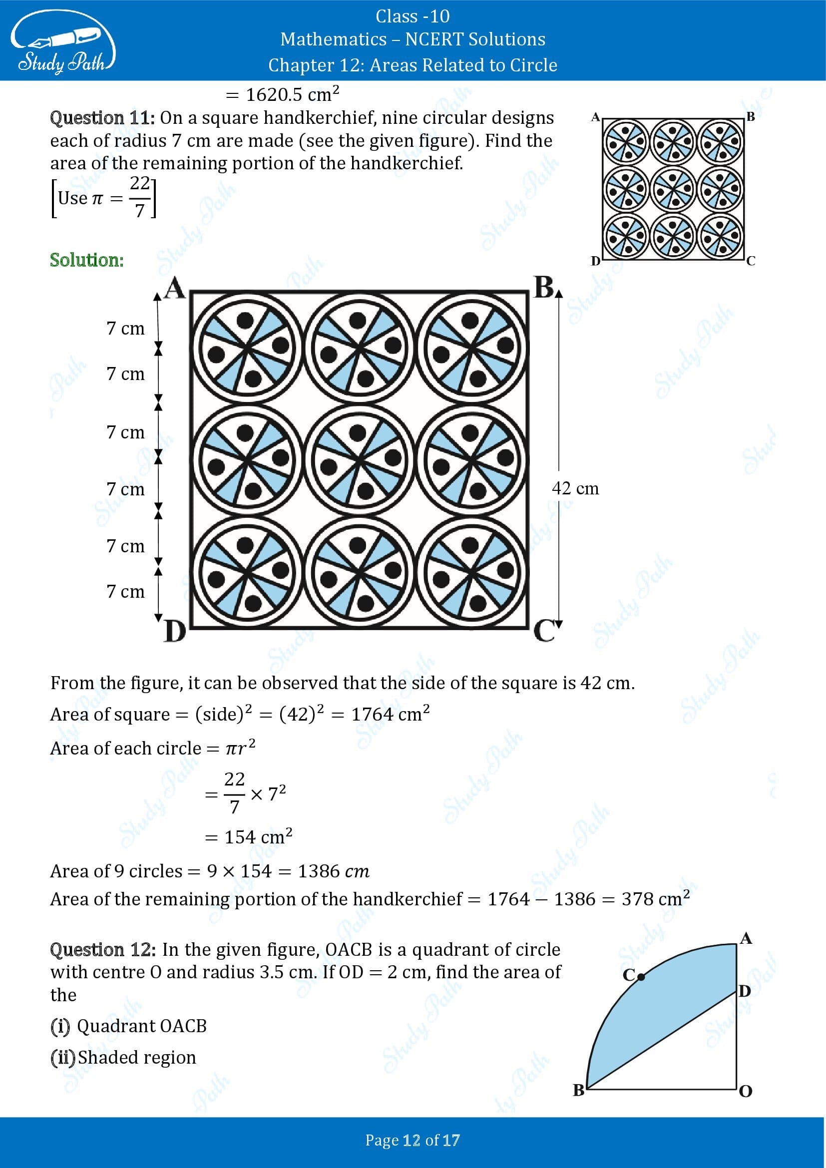 NCERT Solutions for Class 10 Maths Chapter 12 Areas Related to Circles Exercise 12.3 00012