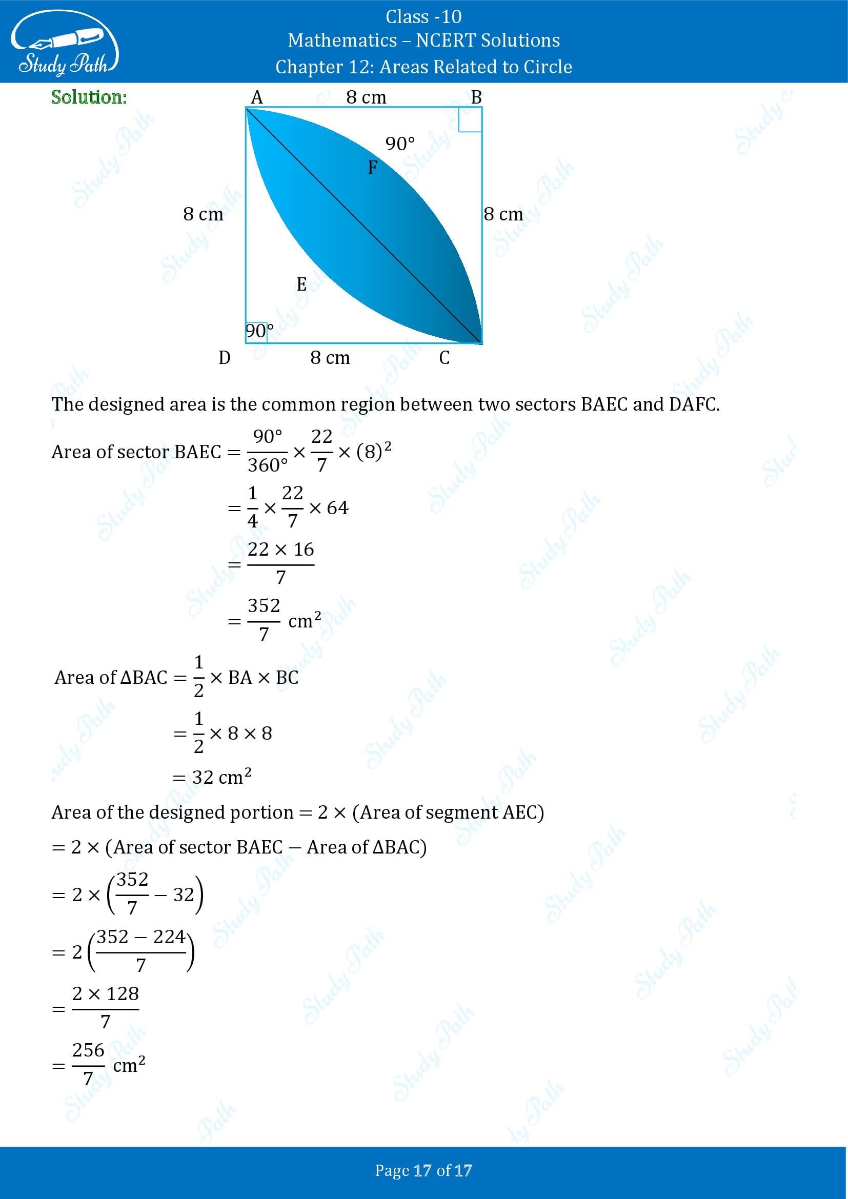 NCERT Solutions for Class 10 Maths Chapter 12 Areas Related to Circles Exercise 12.3 00017