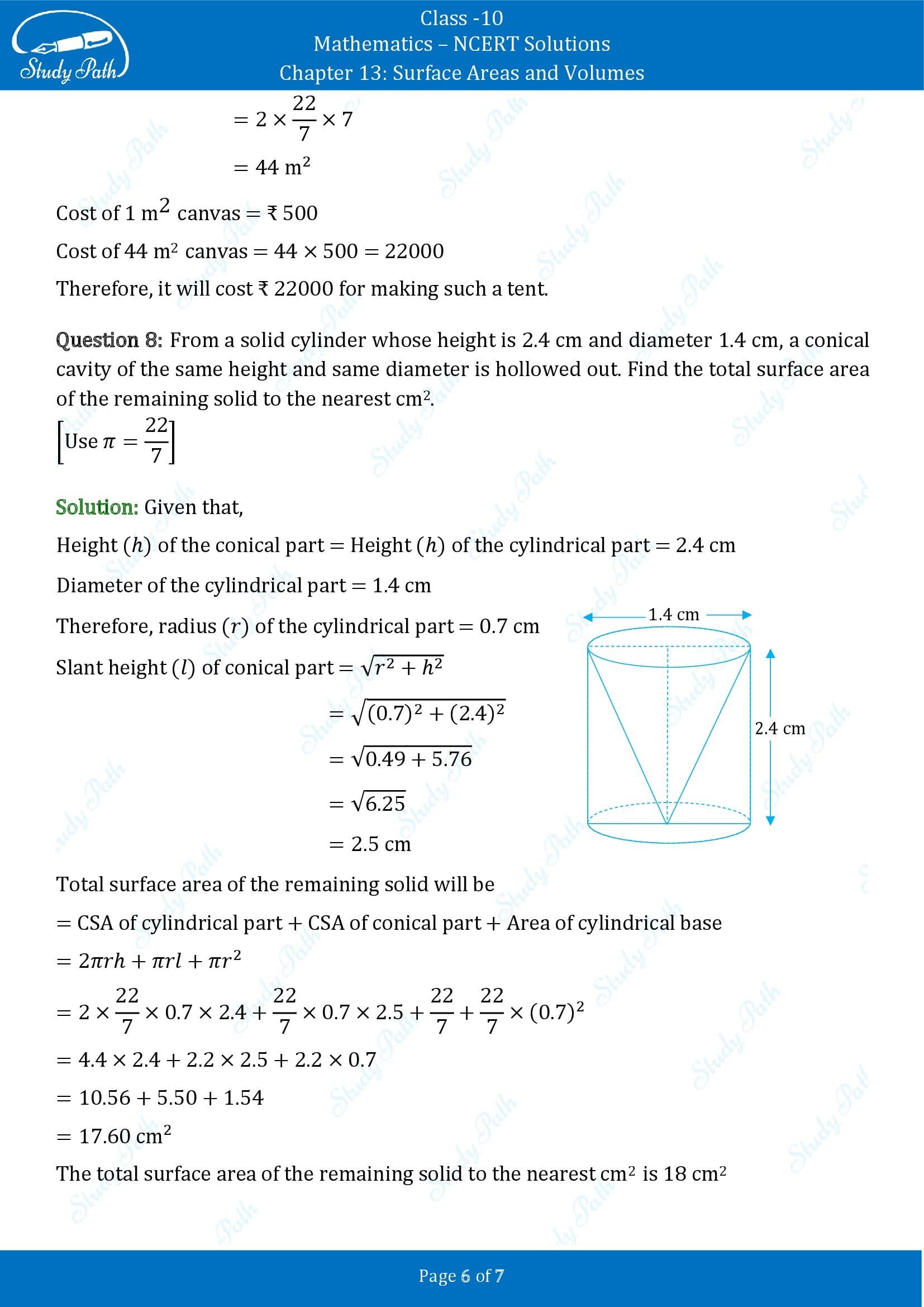 NCERT Solutions for Class 10 Maths Chapter 13 Surface Areas and Volumes Exercise 13.1 00006