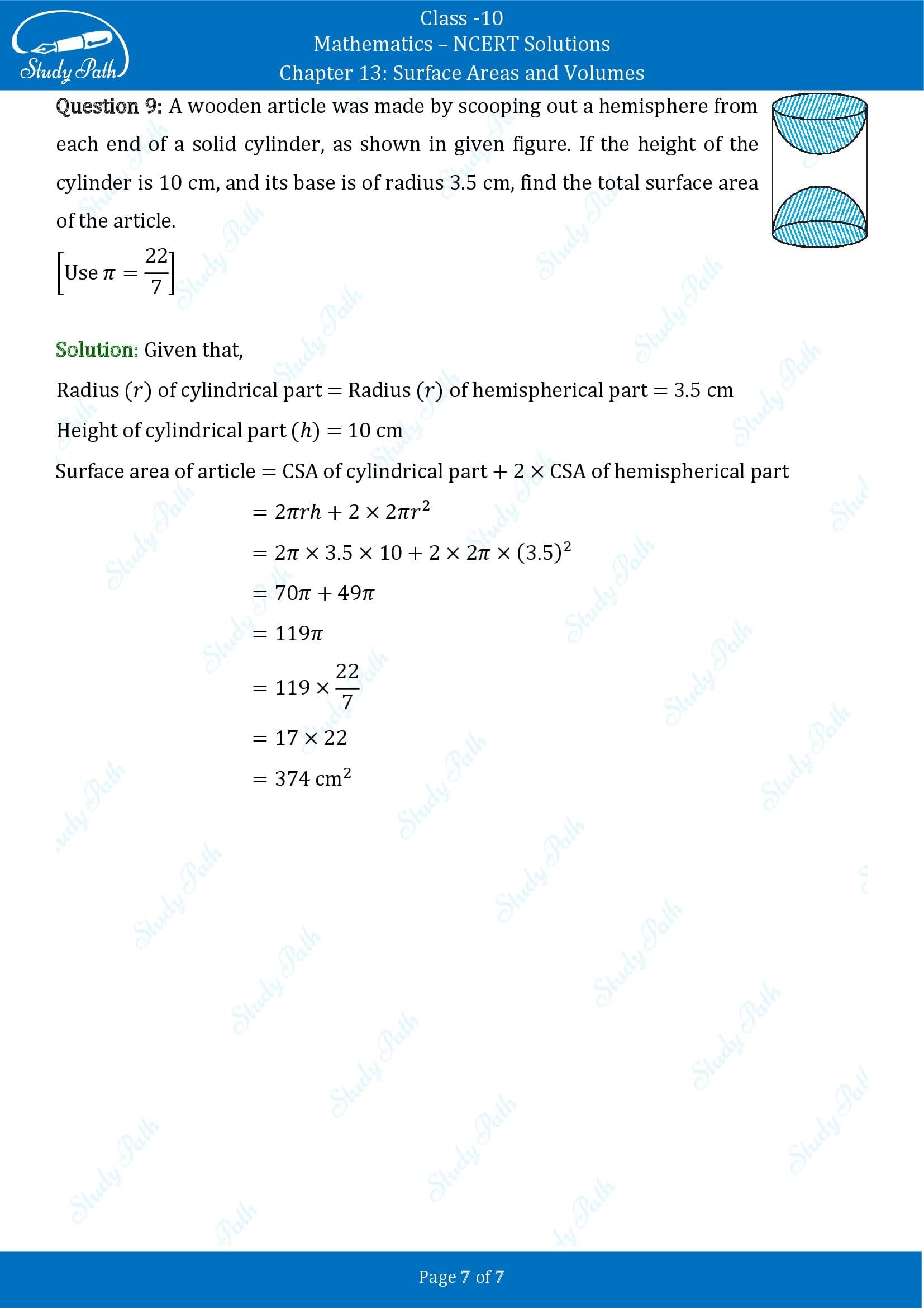 NCERT Solutions for Class 10 Maths Chapter 13 Surface Areas and Volumes Exercise 13.1 00007