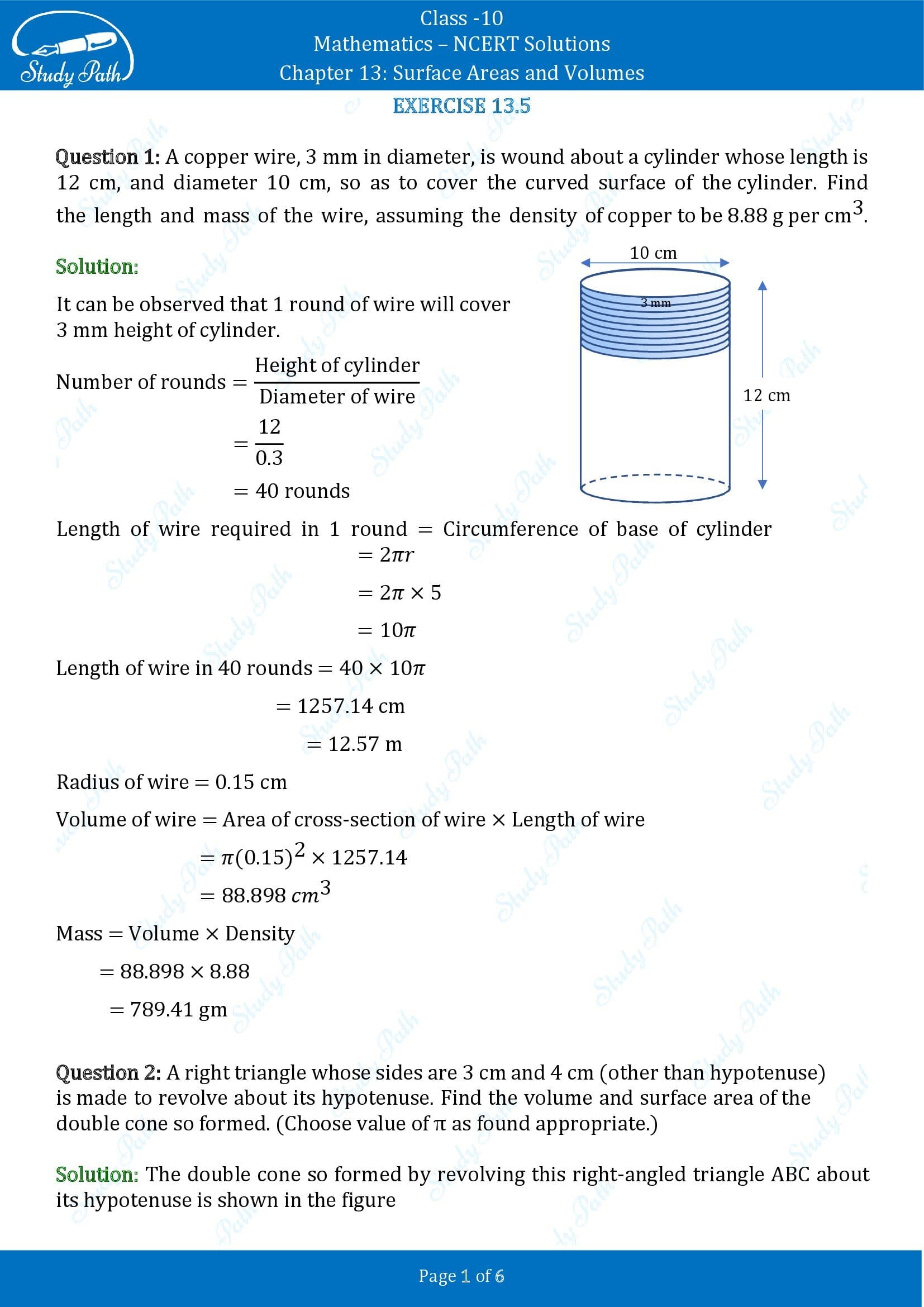 NCERT Solutions for Class 10 Maths Chapter 13 Surface Areas and Volumes Exercise 13.5 00001
