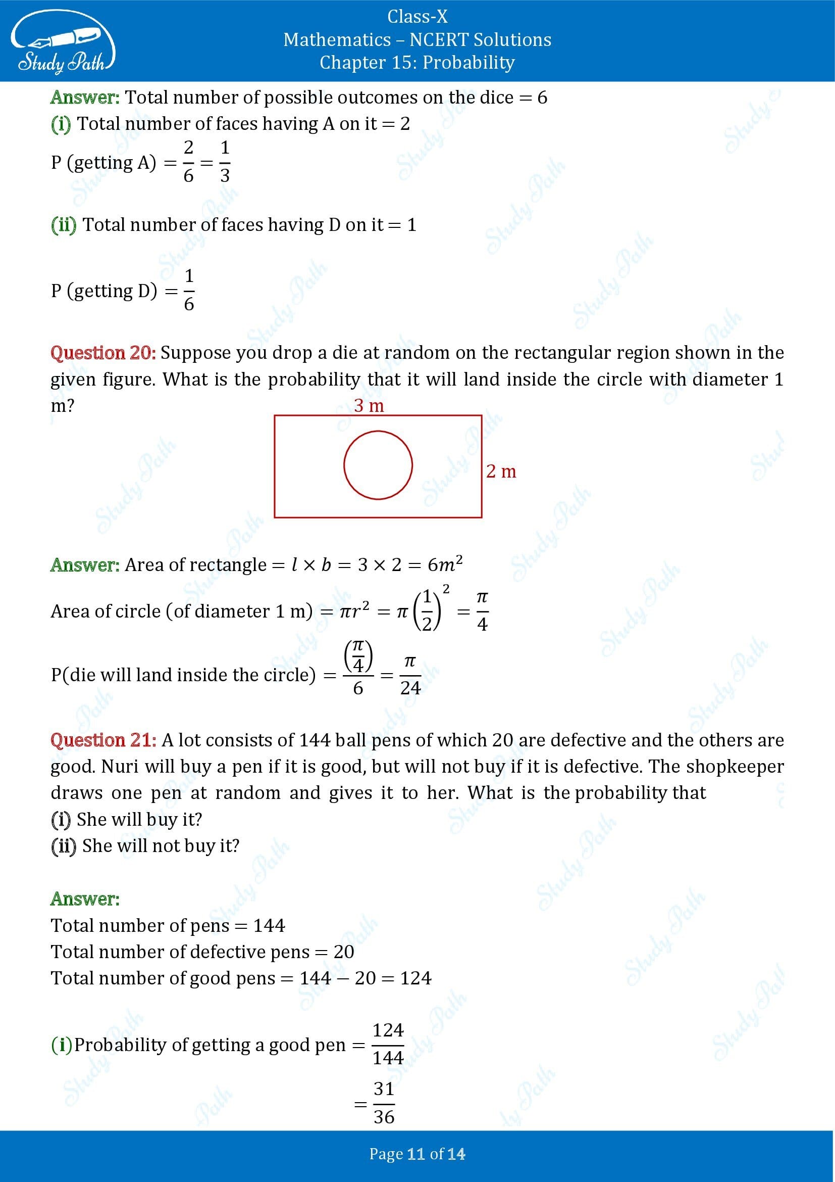 NCERT Solutions for Class 10 Maths Chapter 15 Probability Exercise 15.1 00011