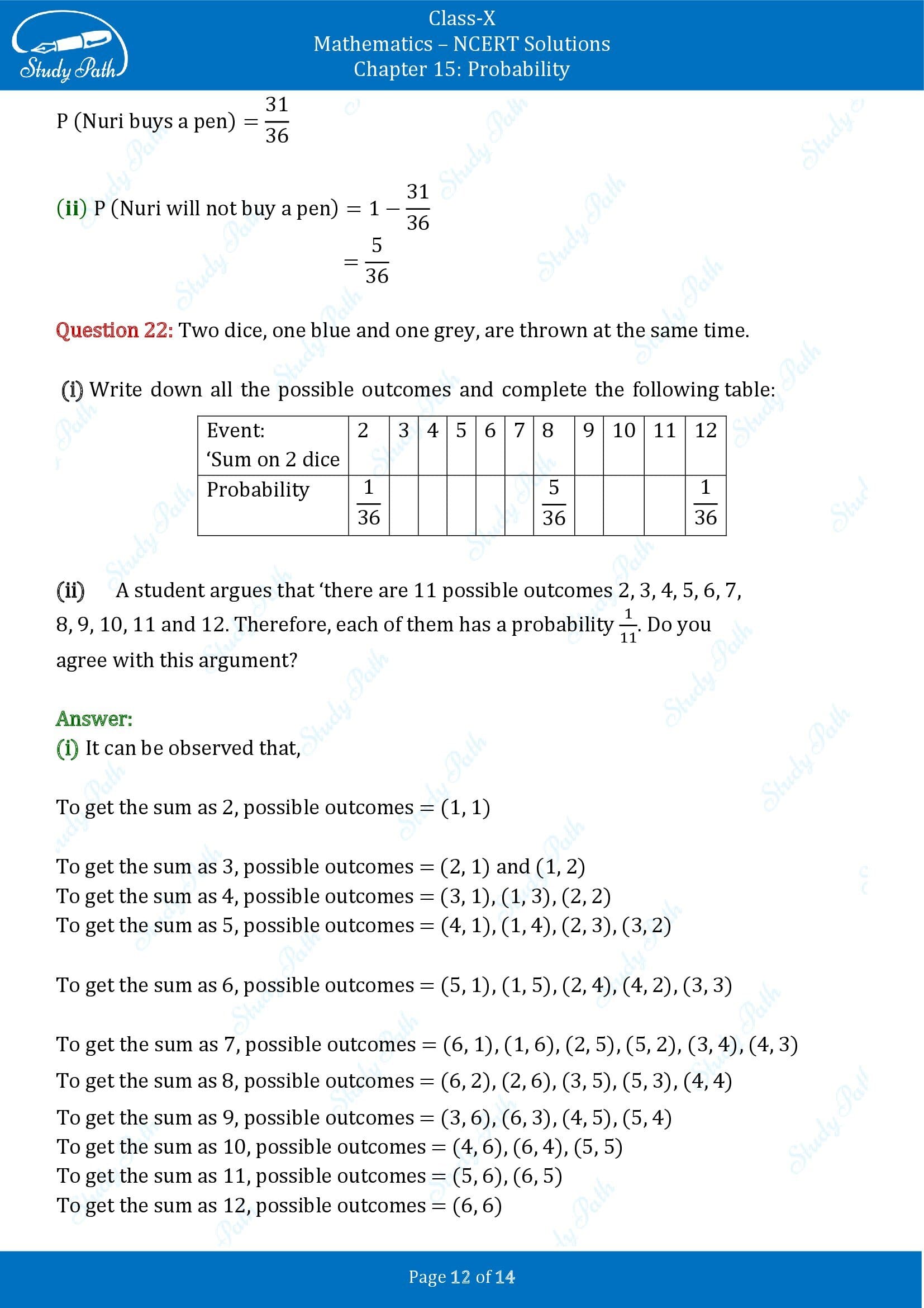 NCERT Solutions for Class 10 Maths Chapter 15 Probability Exercise 15.1 00012